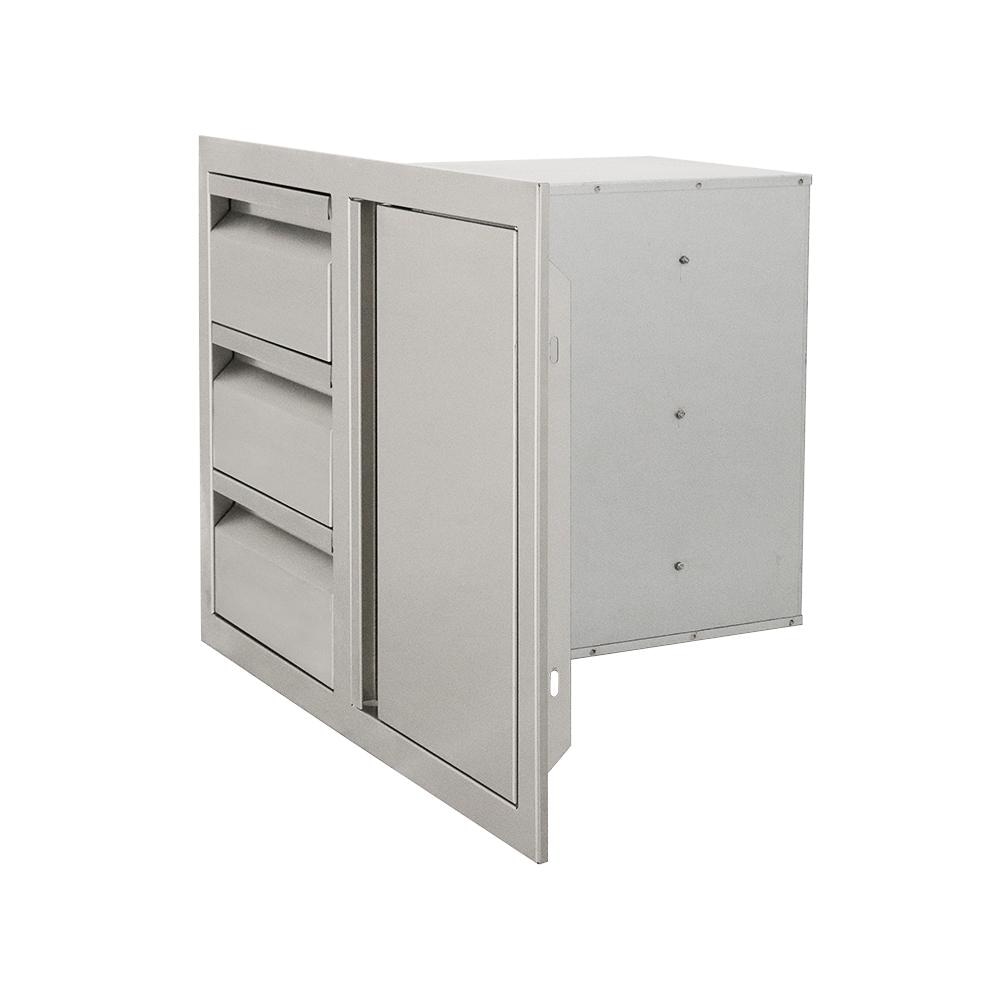RCS VDC2SCR Valiant Triple Drawers w/ Soft Close Right Hinge Single Door - Angled Left - White Background thumbnail