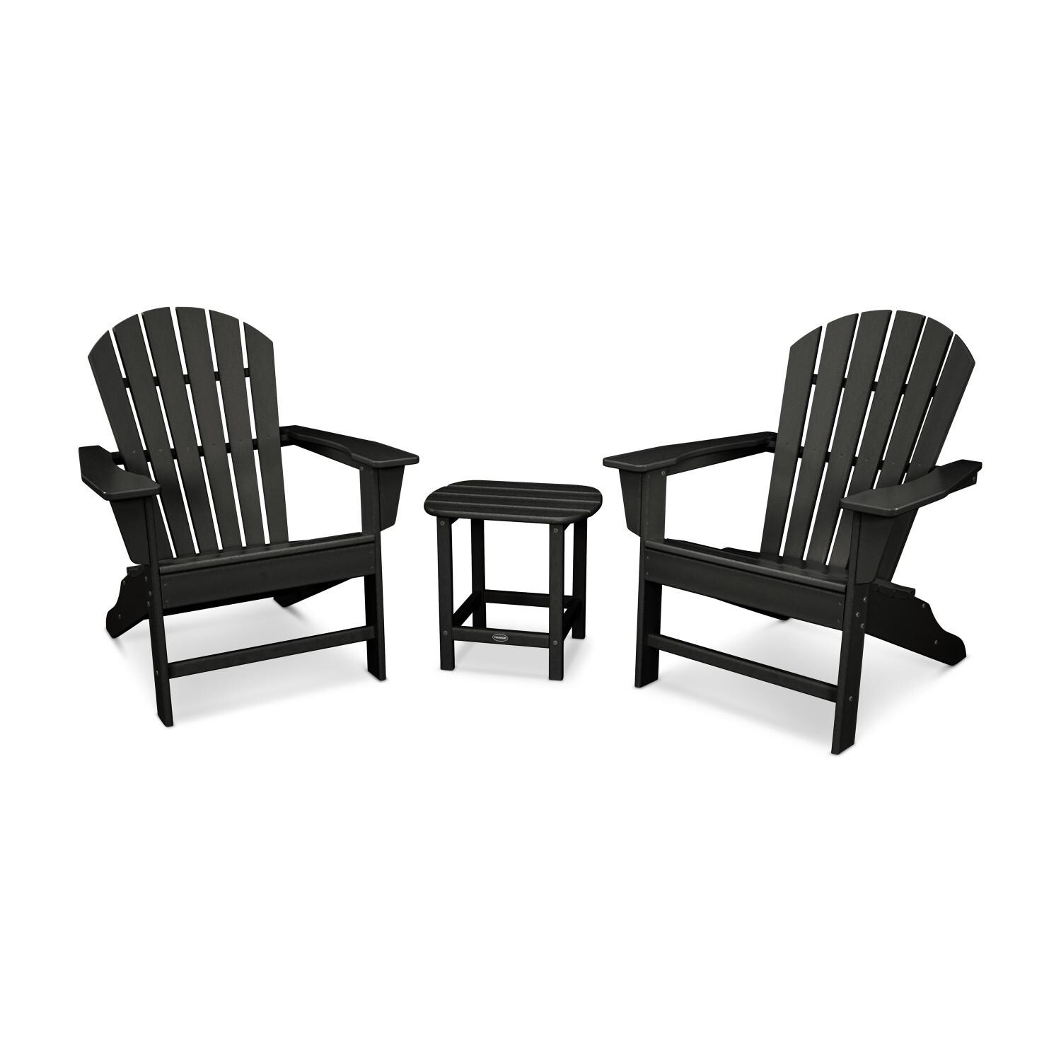South Beach 3 Pc Recycled Plastic Seating Set in Black by POLYWOOD