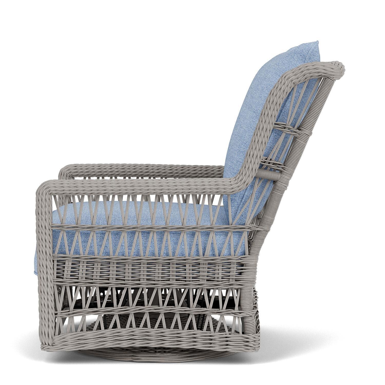 Lloyd Flanders Mackinac High Back Swivel Glider Lounge Chair in Putty Finish with Demo Skyway Fabric - Left Side thumbnail