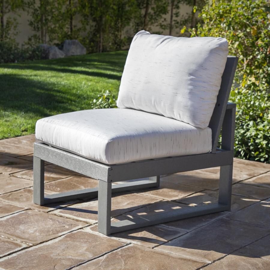 POLYWOOD Modular Armless Chair in Slate Grey / Natural Linen - Lifestyle thumbnail
