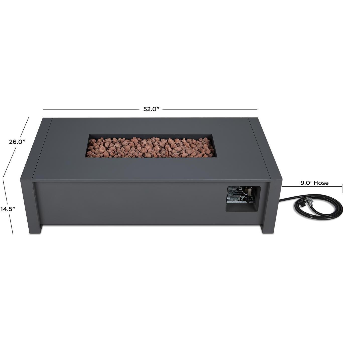 Lakeview Outdoor Designs SC-6340LP-GRY Lafitte 52-Inch Rectangle Propane Gas Fire Table - Dimensions thumbnail