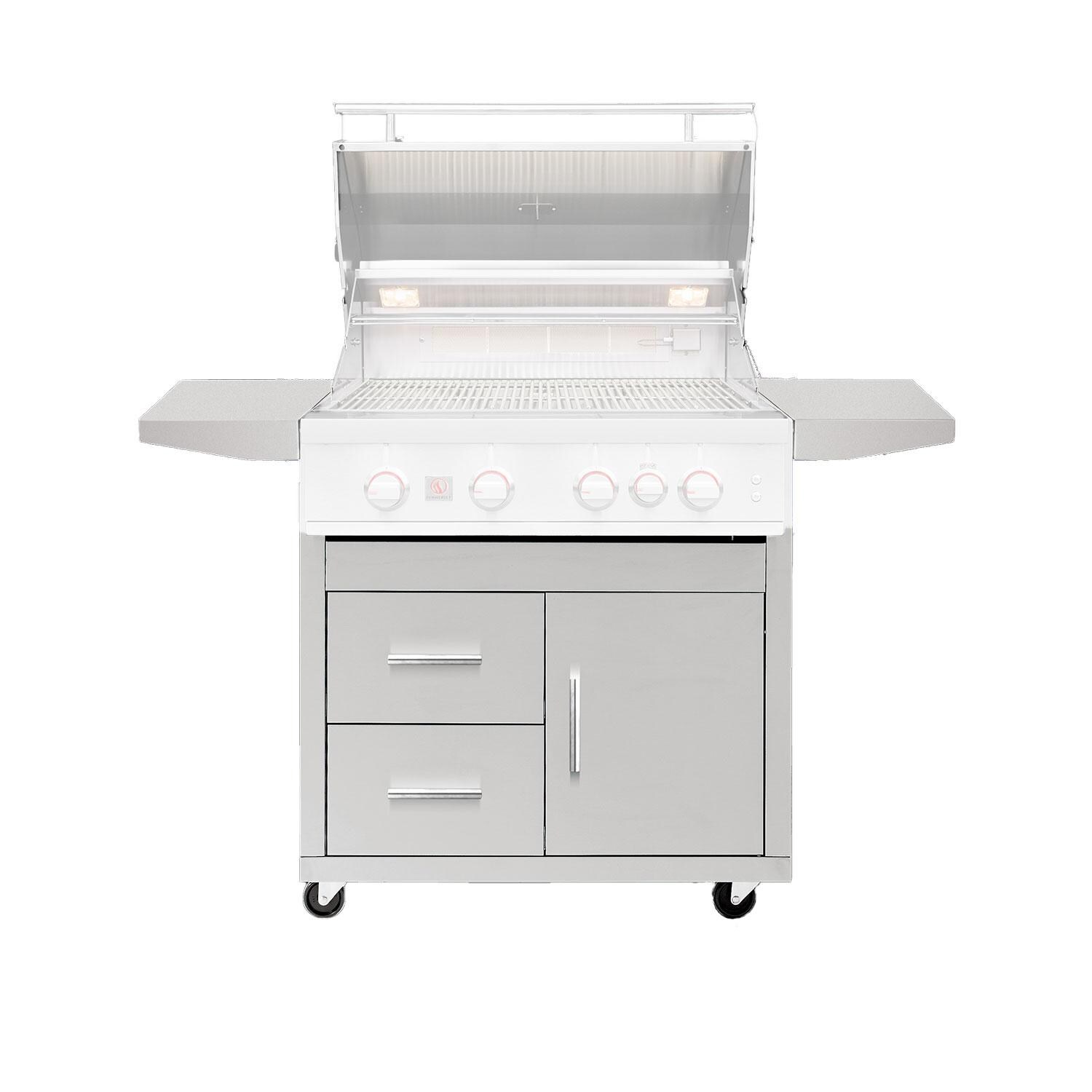 Summerset CART-SZR32-DC Sizzler Deluxe 32-in Grill Cart - Grill Open - White Background thumbnail