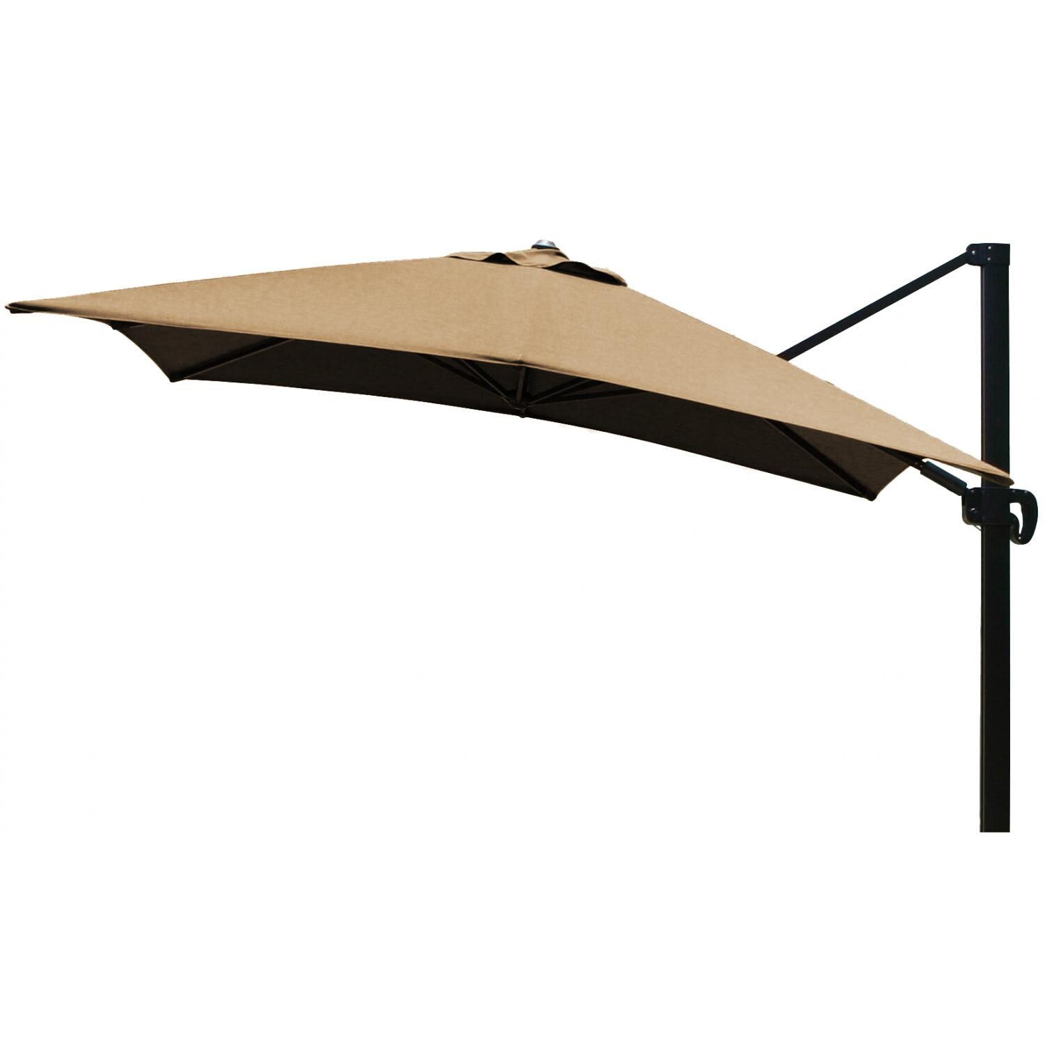 California Umbrella 10 Ft. Square Aluminum Multi-Position Tilt Cantilever Patio Umbrella W/ Crank Lift & Aluminum Ribs - Bronze Frame / Sunbrella Canvas Cocoa Canopy