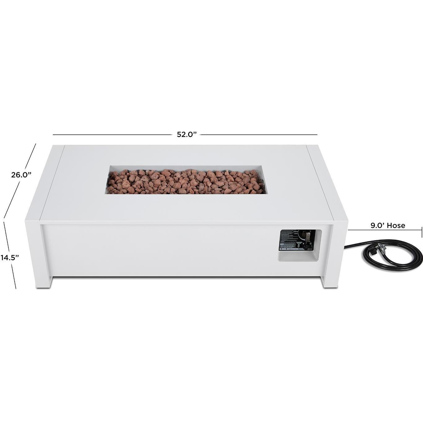 Lakeview Outdoor Designs SC-6340LP-WHT Lafitte 52-Inch Rectangle Propane Gas Fire Table - Dimensions thumbnail