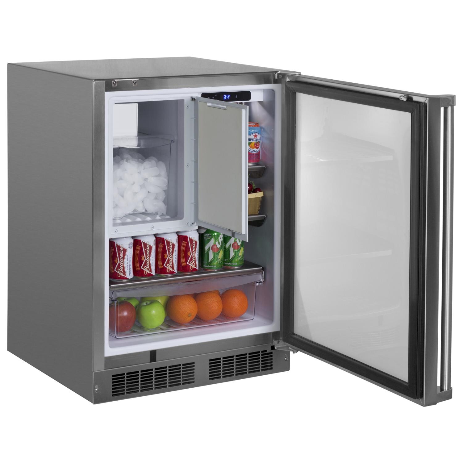 Marvel 24 Inch Right Hinge Outdoor Rated Compact Refrigerator With Freezer Mo24rfs2rs Bbqguys