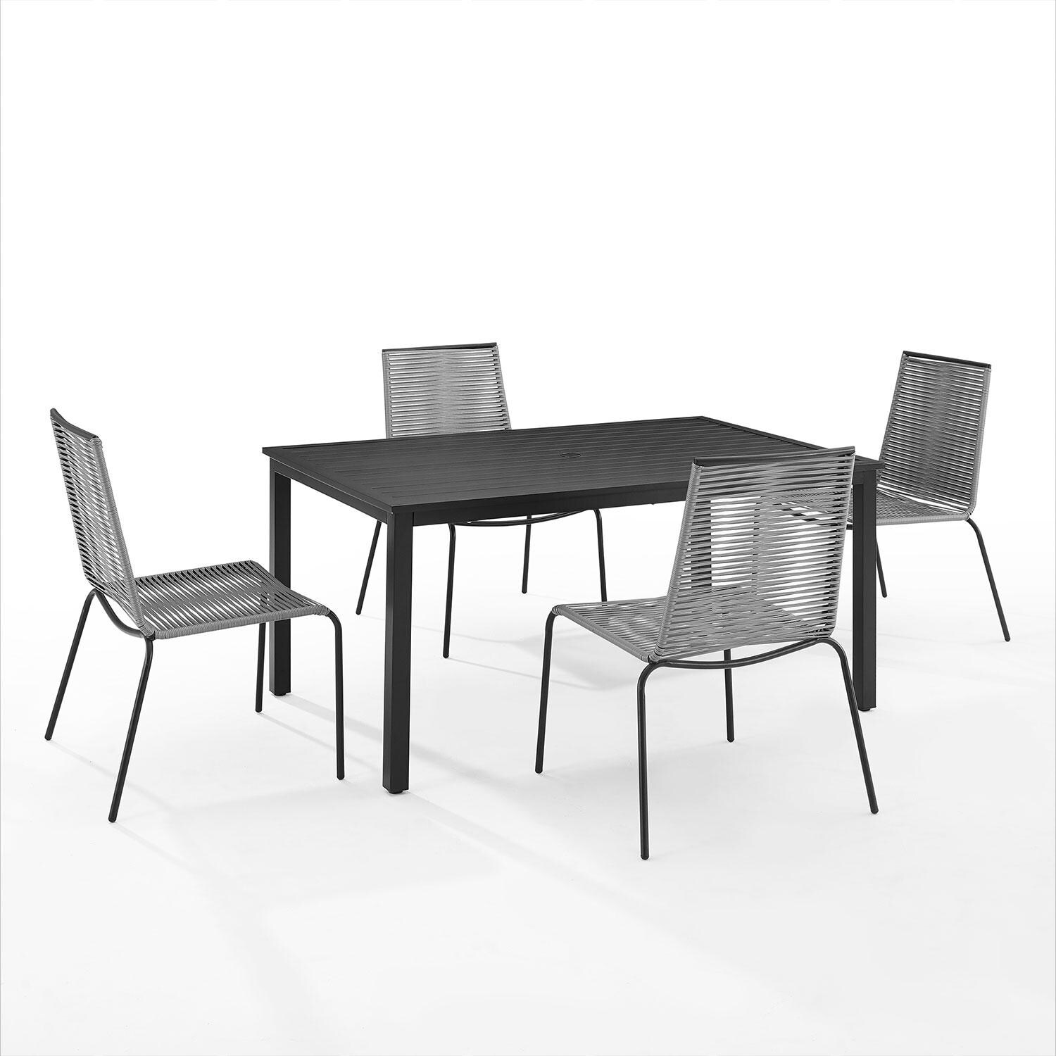 Ultimate Patio UP-92515MB-GY 5Pc Wicker Outdoor Dining Set in Gray - Display - White Background thumbnail
