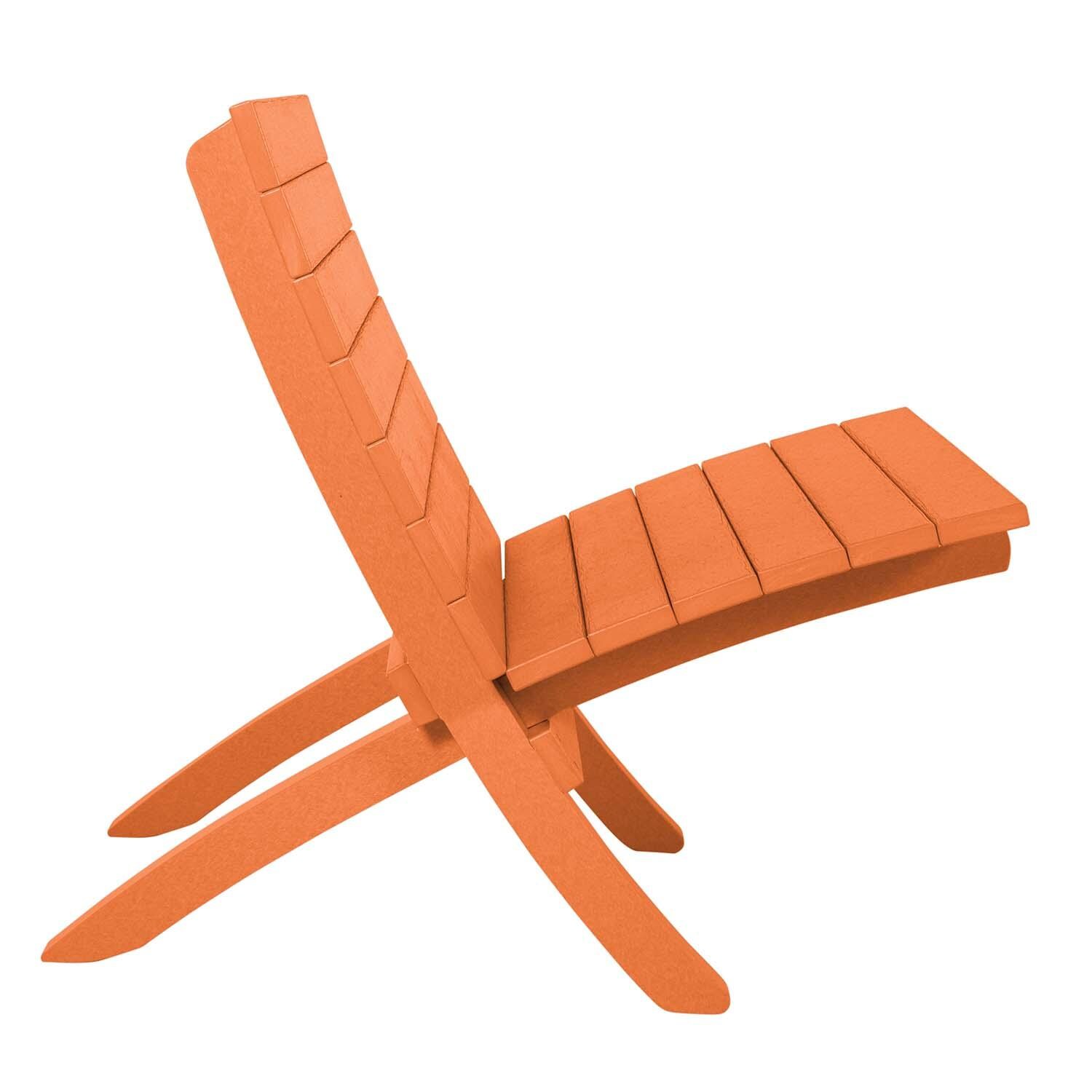 Hazel Cove Recycled Plastic Folding & Stacking Dining Side Chair in Citrus Orange by Lakeview Outdoor Designs - Side View - White Background thumbnail