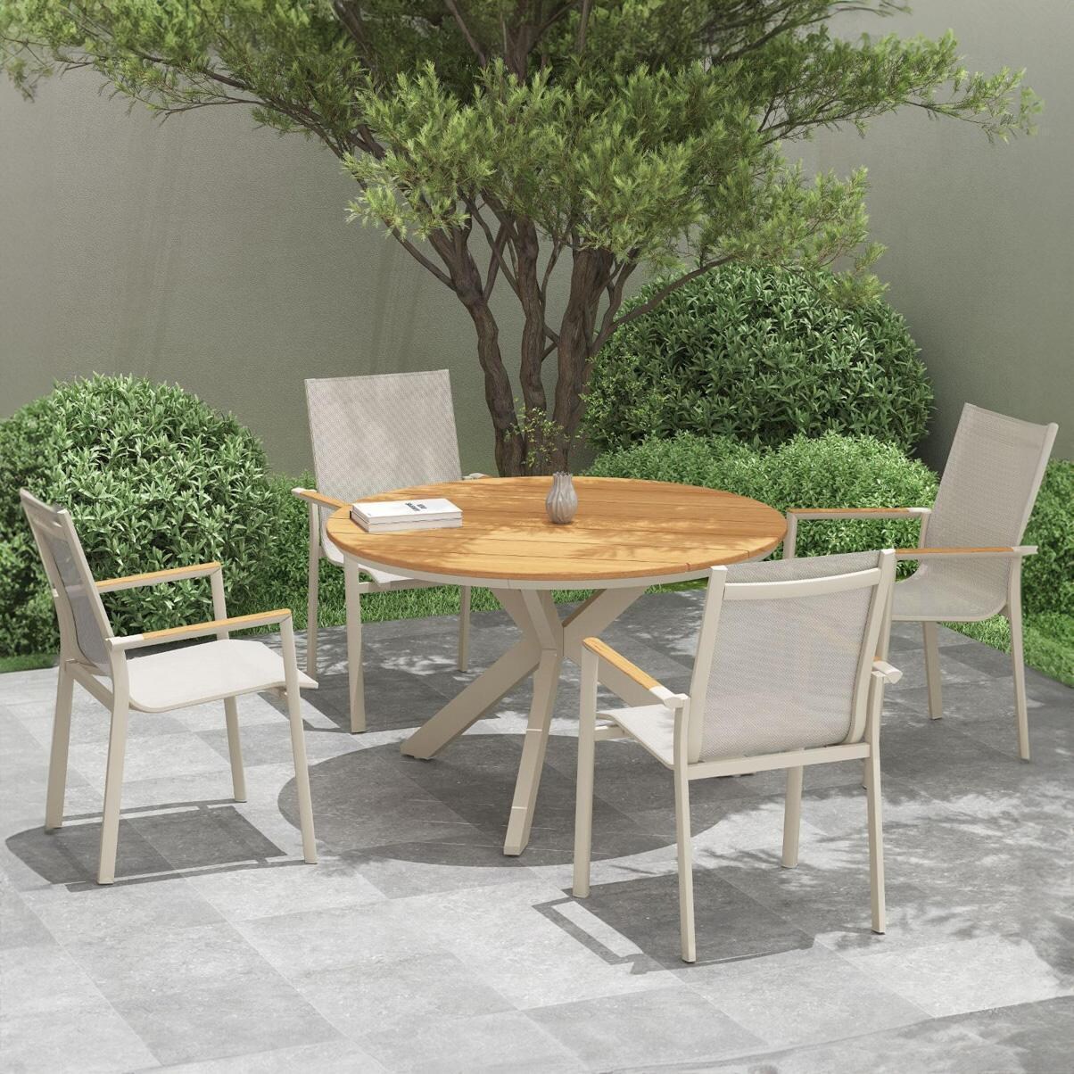 Lakeview Outdoor Designs Forestview 5 Pc Aluminum Dining Set in Gray - Patio - Lifestyle thumbnail