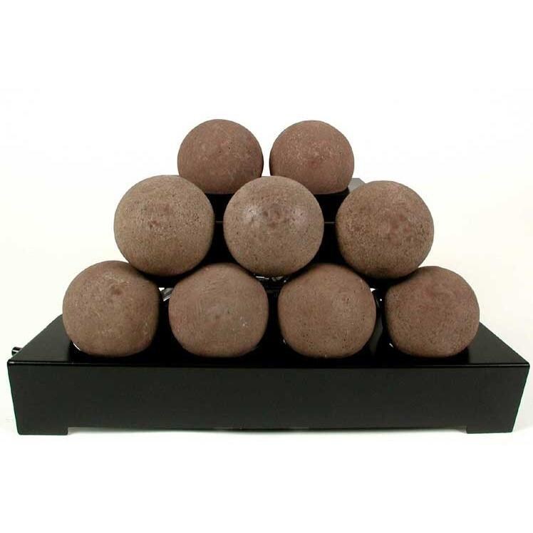 Rasmussen 20-Inch Brown ALTERNA See-Thru FireBall Set With Vent Free Propane Black Chassis Burner - Variable Flame Remote