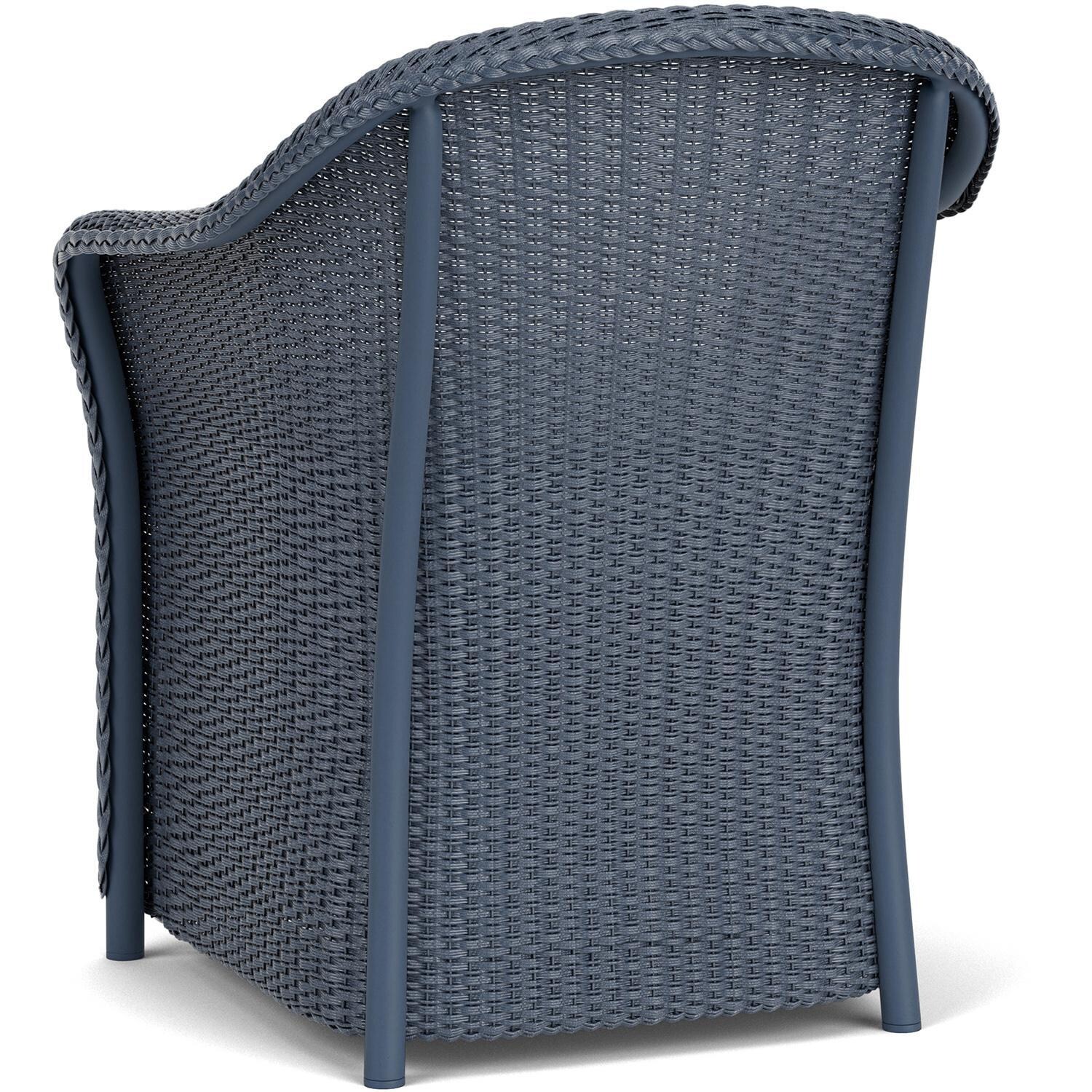 Lloyd Flanders Weekend Retreat Dining Armchair in Denim Blue Finish W/ Demo Skyway Fabric - Back Left thumbnail