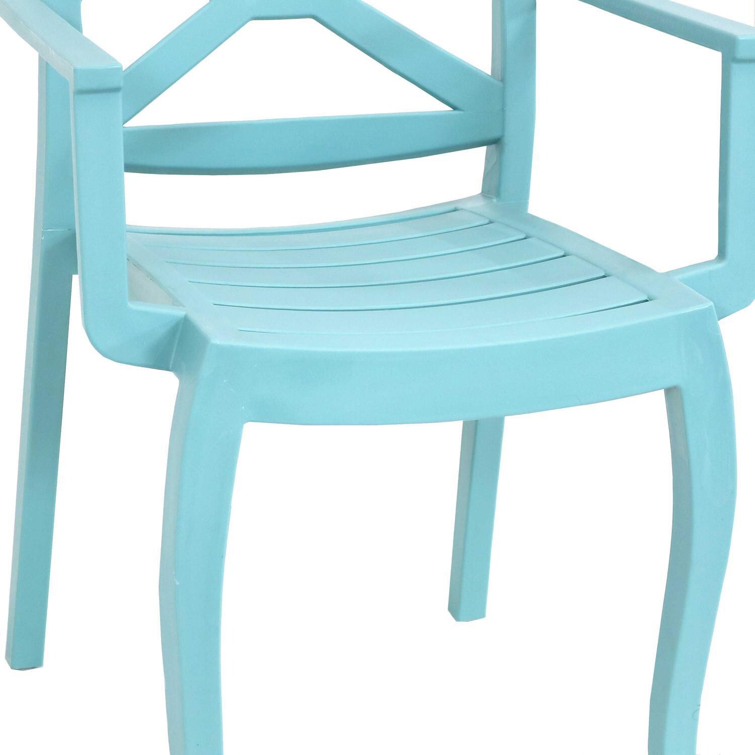 Ultimate Patio Plastic Outdoor Arm Chair - Spring Blue - Seat Detail thumbnail