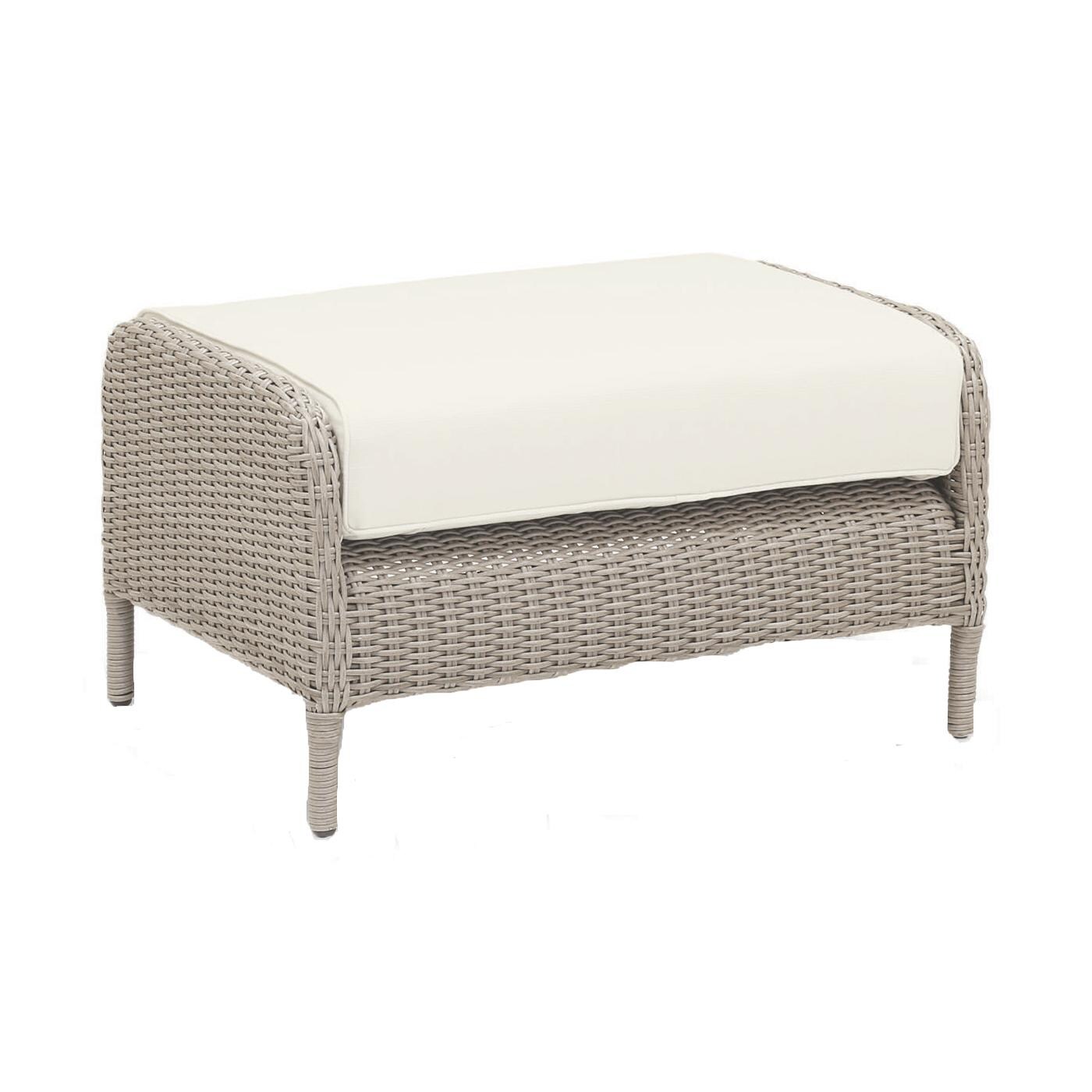 Manhattan Wicker Patio Ottoman W/ Sunbrella Linen Canvas Cushion By Sunset West thumbnail