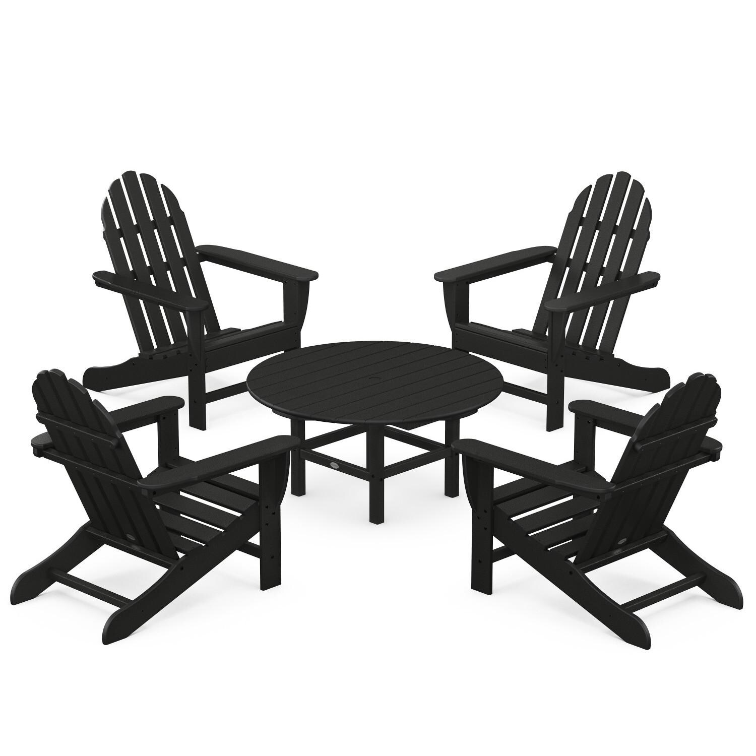 Classic Adirondack 5 Pc Recycled Plastic Seating Set in Black by POLYWOOD
