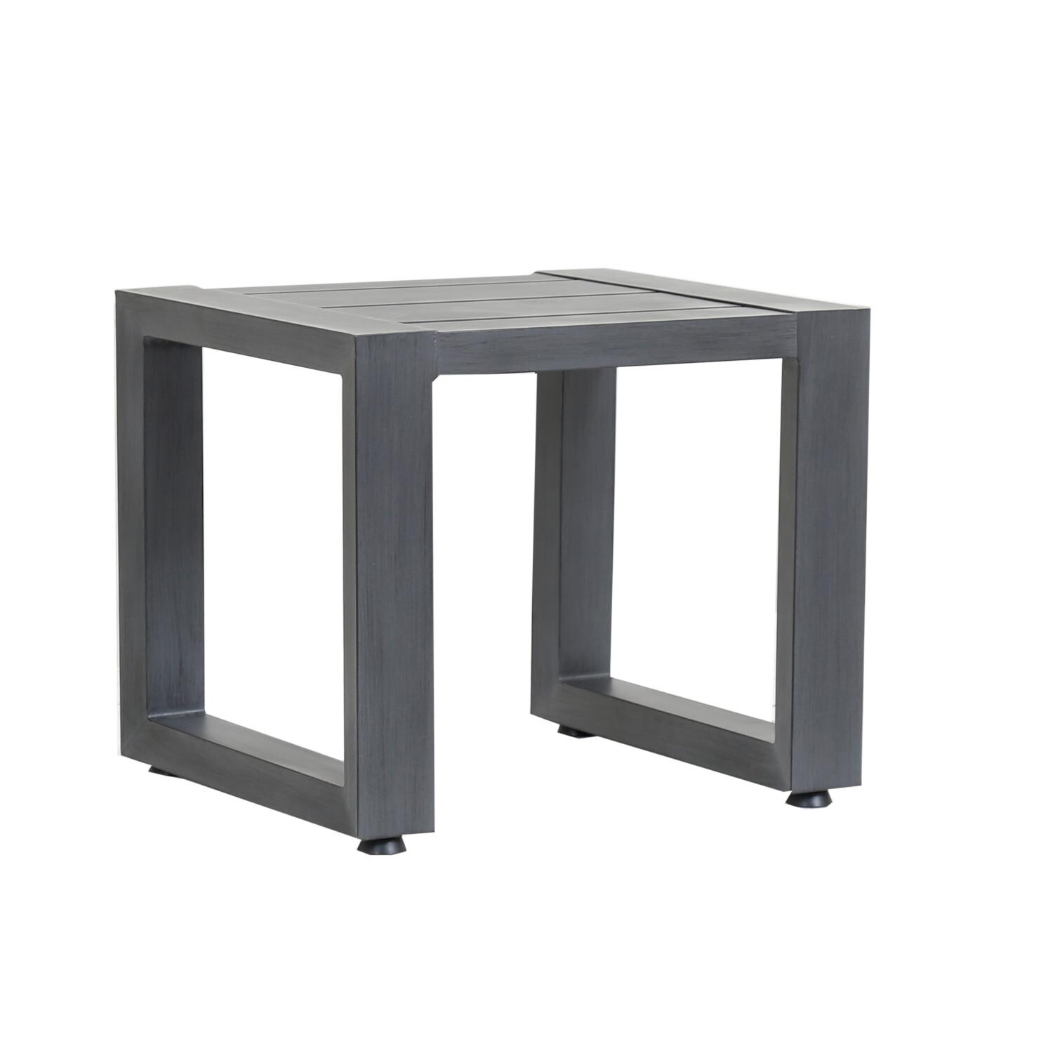 Sunset West - Redondo 5 Piece Aluminum Patio Conversation Set W/ Coffee Table, End Table, & Sunbrella Cast Silver Cushions - Redondo 24 X 20 Inch Rectangular Patio End Table thumbnail