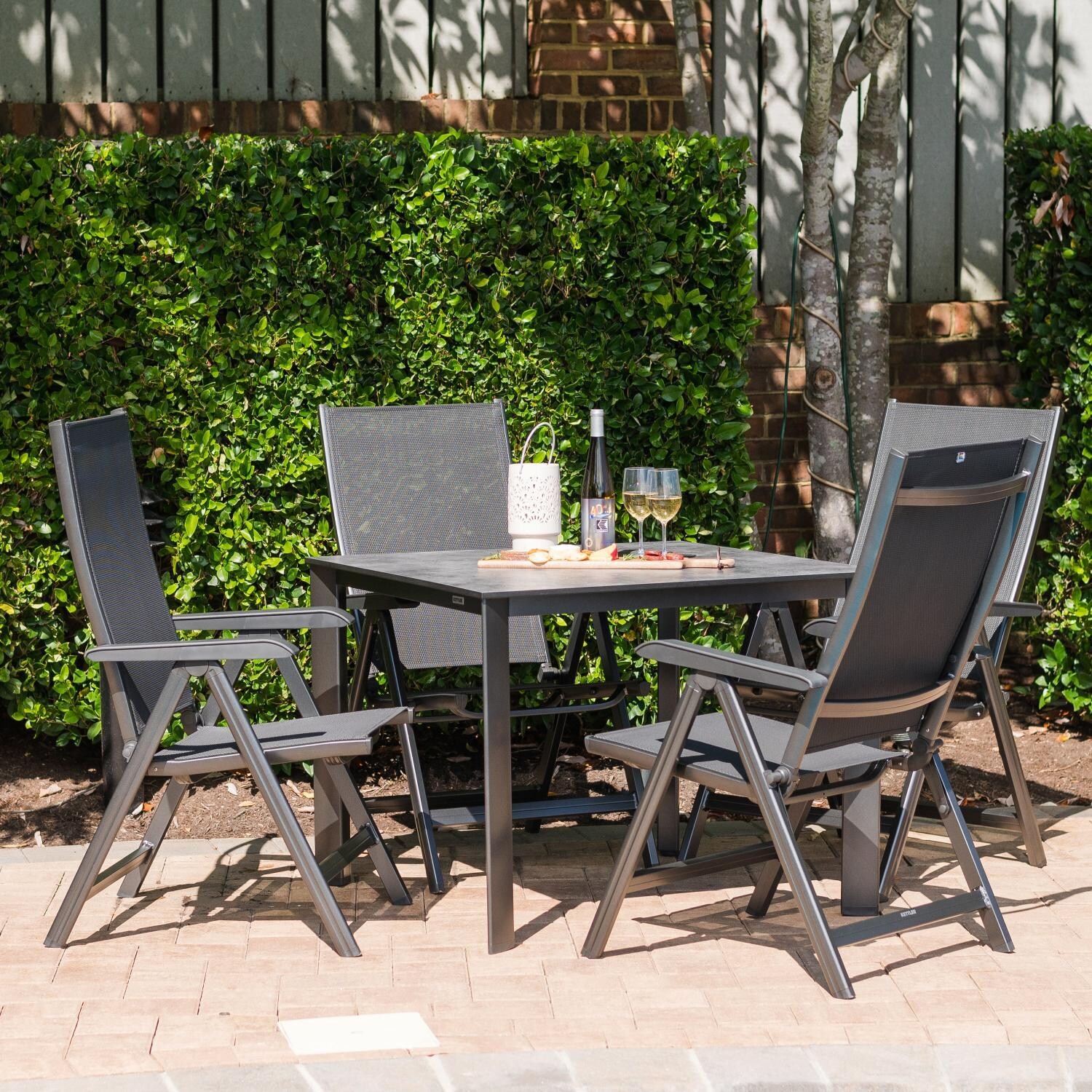 Basic Plus 5 Pc Aluminum Dining Set w/ Multi-Position Dining Chairs By KETTLER - Patio - Lifestyle thumbnail