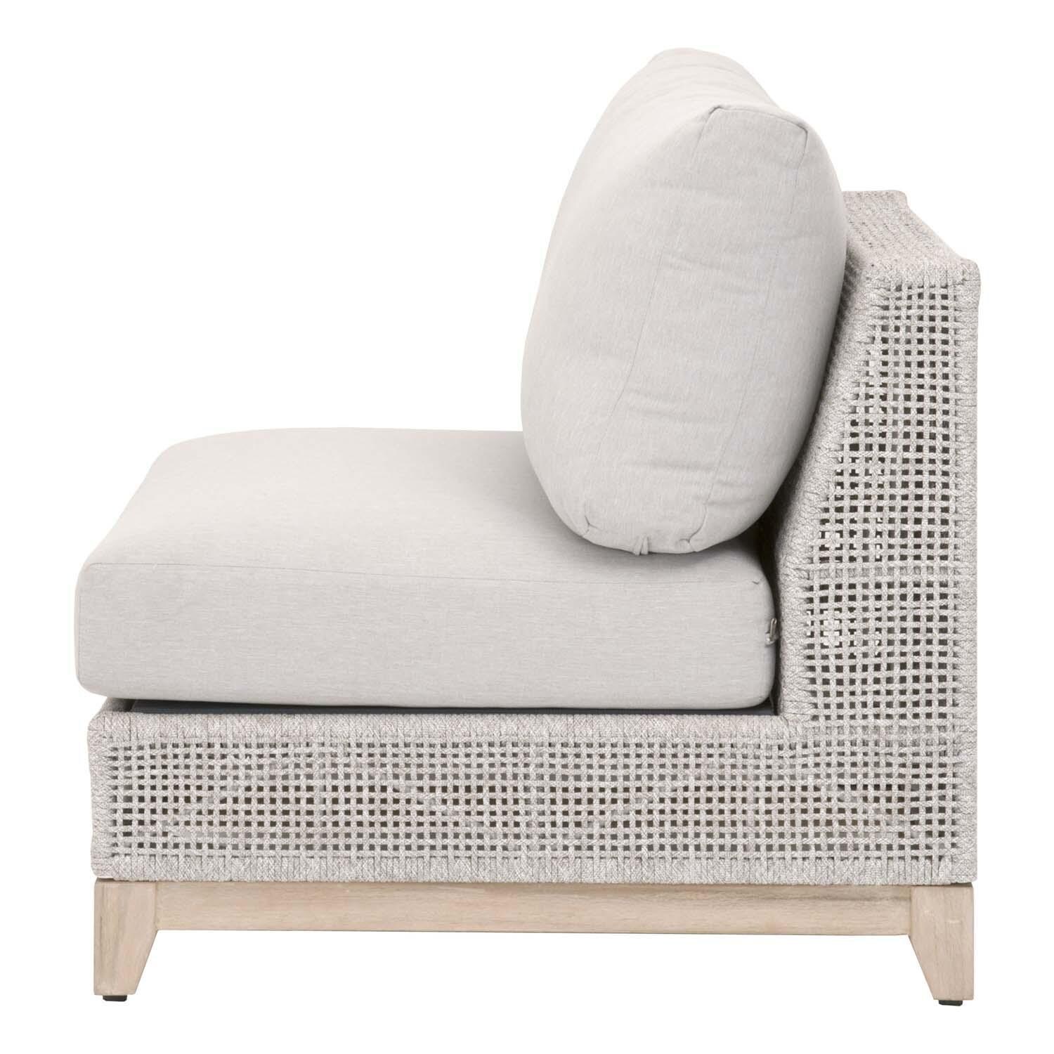 Lakeview Ranch Pointe Woven Rope Armless Sofa Chair in Taupe & White - Side View thumbnail