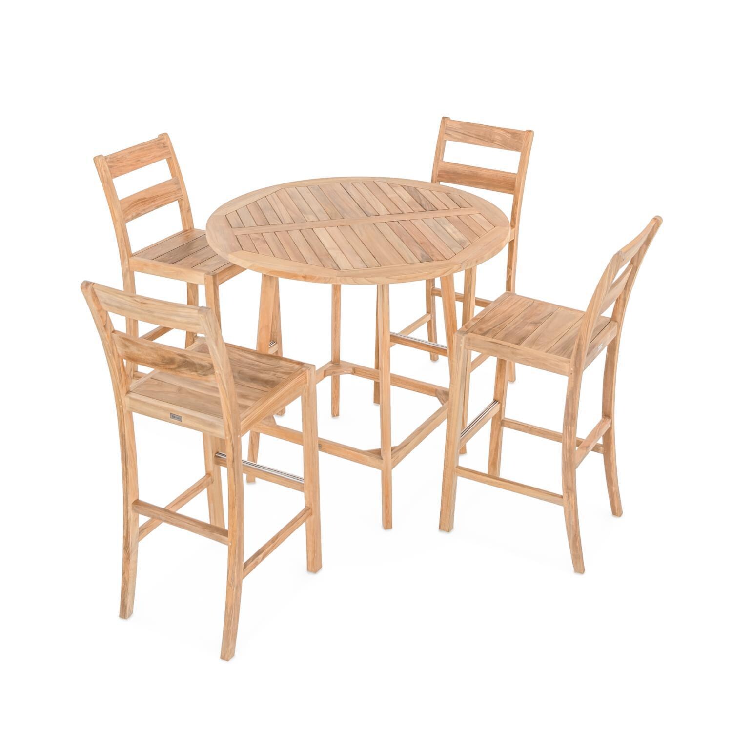 Teak + Table Friday / Charleston Round Bar 5-Piece - White Background thumbnail