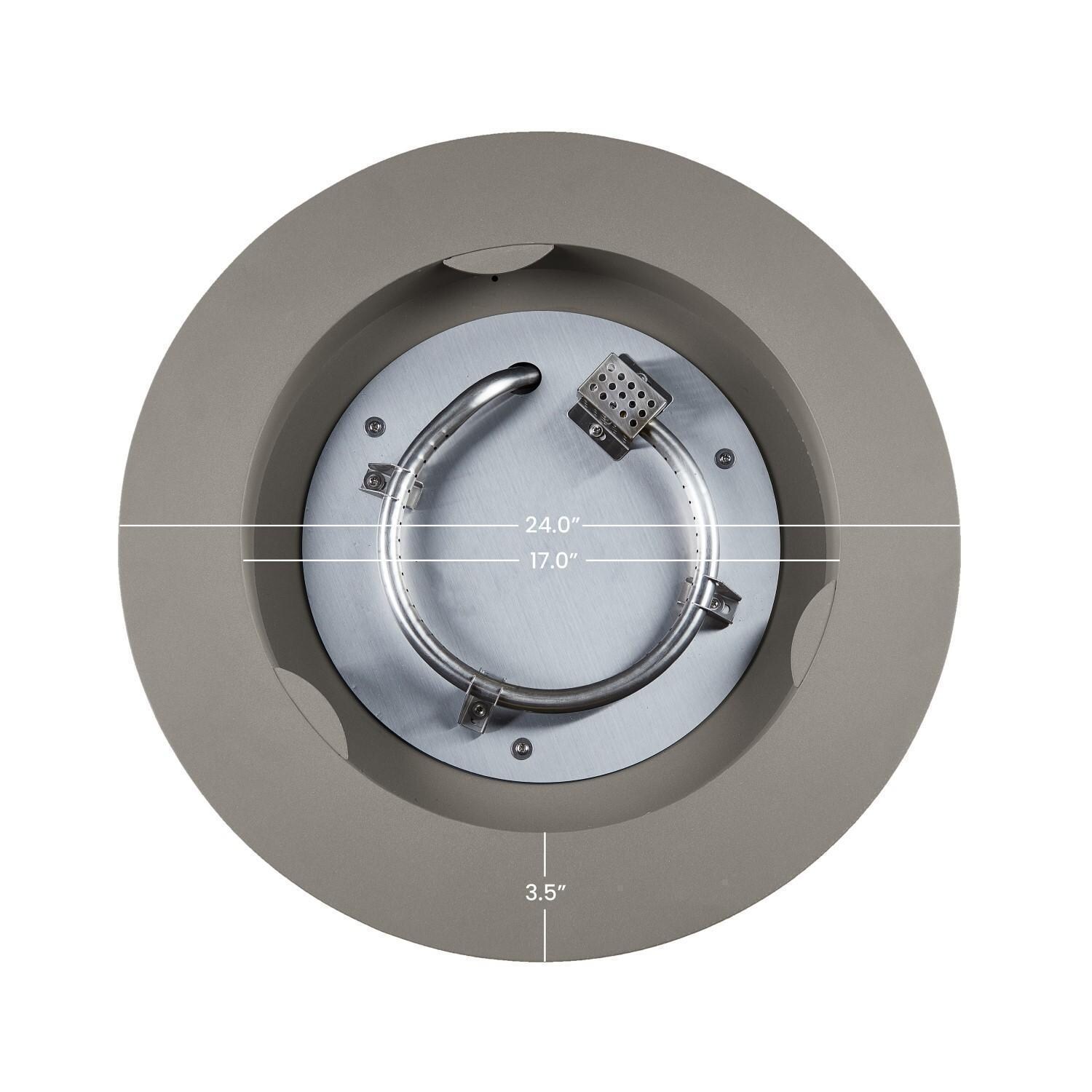 Elysian 3 Pc Powder Coated Steel 24 Inch Round Fire Pit in Mist Gray by Lakeview - Top - White Background thumbnail