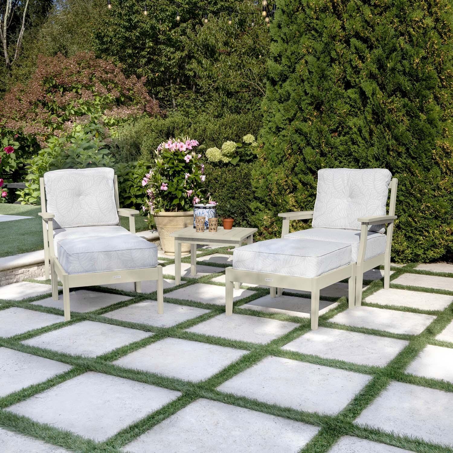 Blushing Bay 5 Pc Recycled Plastic Seating Set in Lively Parchment/Whitewash by Lakeview Outdoor Designs