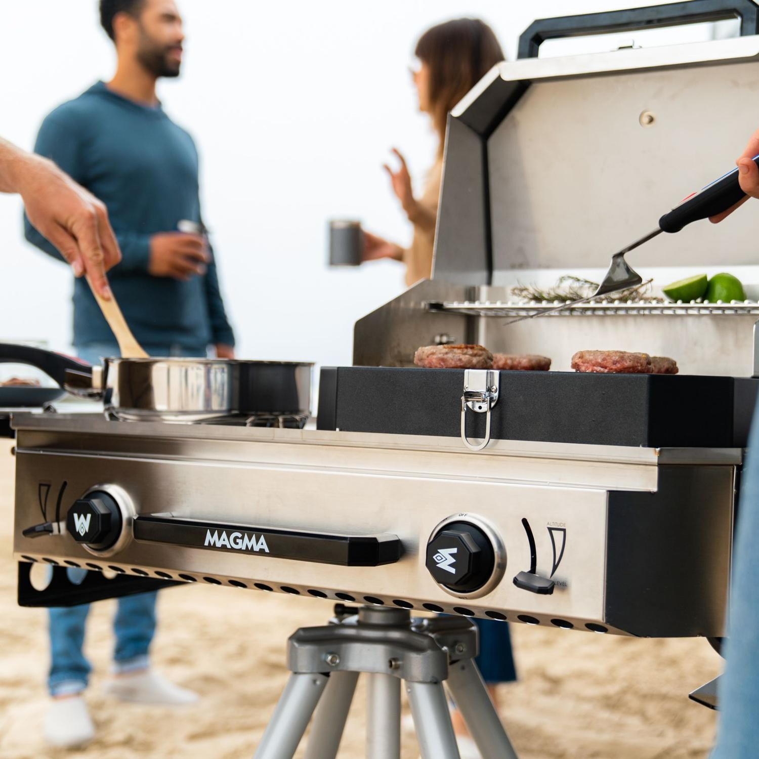 Magma CO10-102 Crossover Double Burner Firebox Outdoor Cooker - With CO10-103 Grill Topper & T10-348 Quad Pod Stand (Topper & Stand Not Included) thumbnail