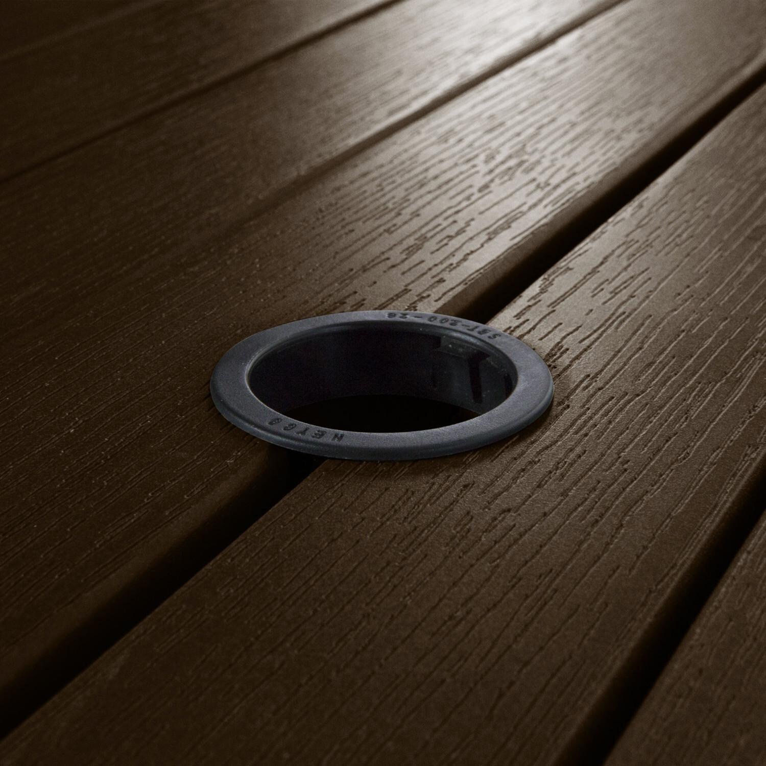 Lakeview Elm Pointe 5 Piece Round Counter Height Dining Set - Weathered Acorn - Umbrella Hole - Detail thumbnail