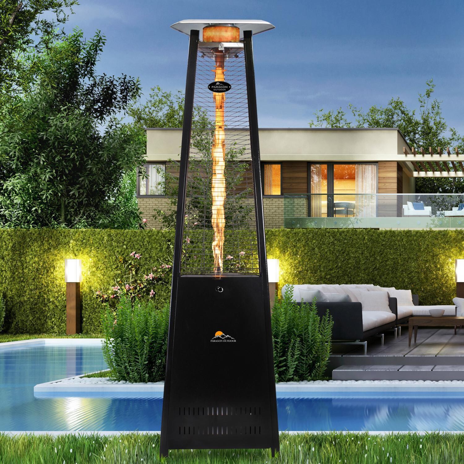 Paragon Outdoor Vesta 42,000 BTU Propane Gas Flame Tower Heater - Hammered Black - OH-BL42-8M