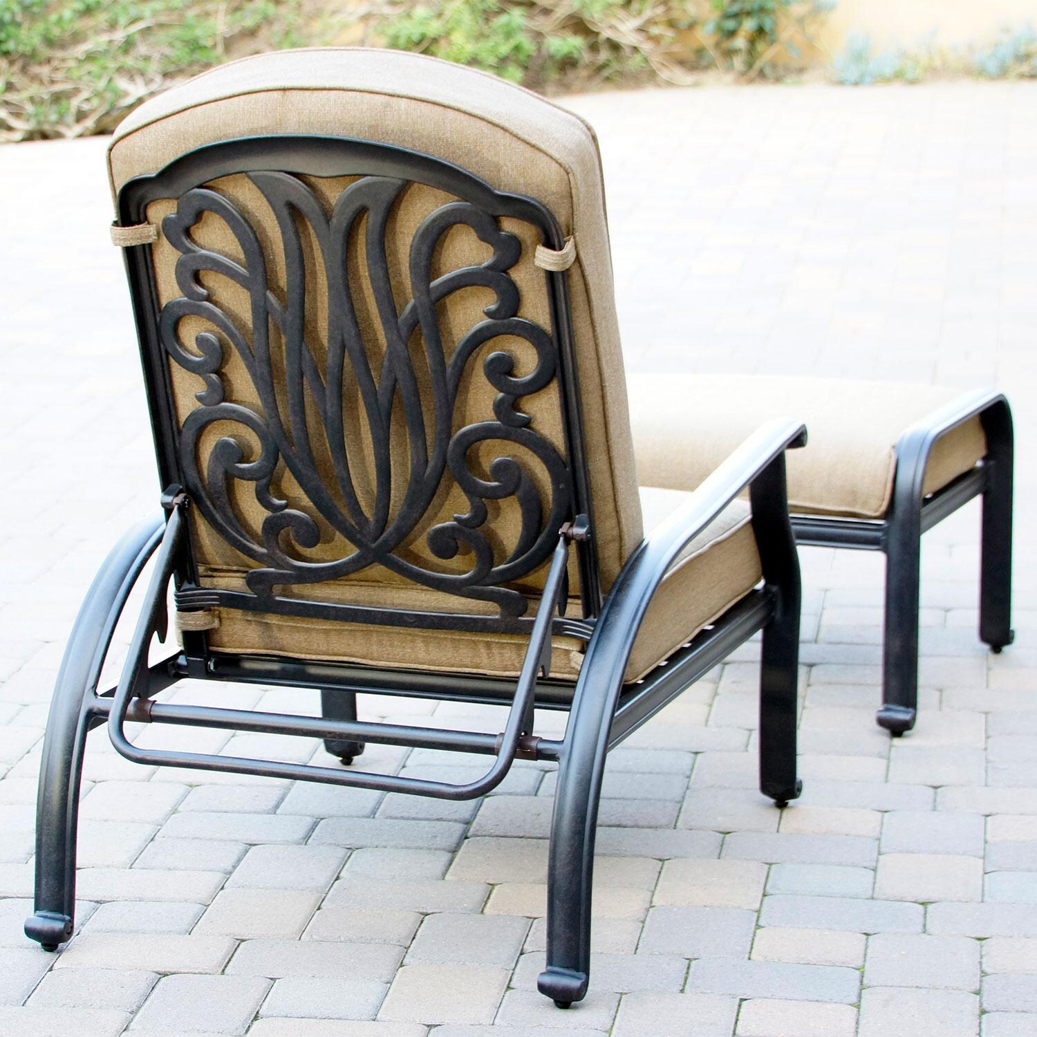 Darlee Elisabeth Cast Aluminum Patio Reclining Club Chair And Ottoman - Rear View - Lifestyle thumbnail