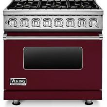 Viking Professional 7 Series 36-Inch 6 Burner Propane Gas Dual Fuel Range - Burgundy - VDR7366BBULP image