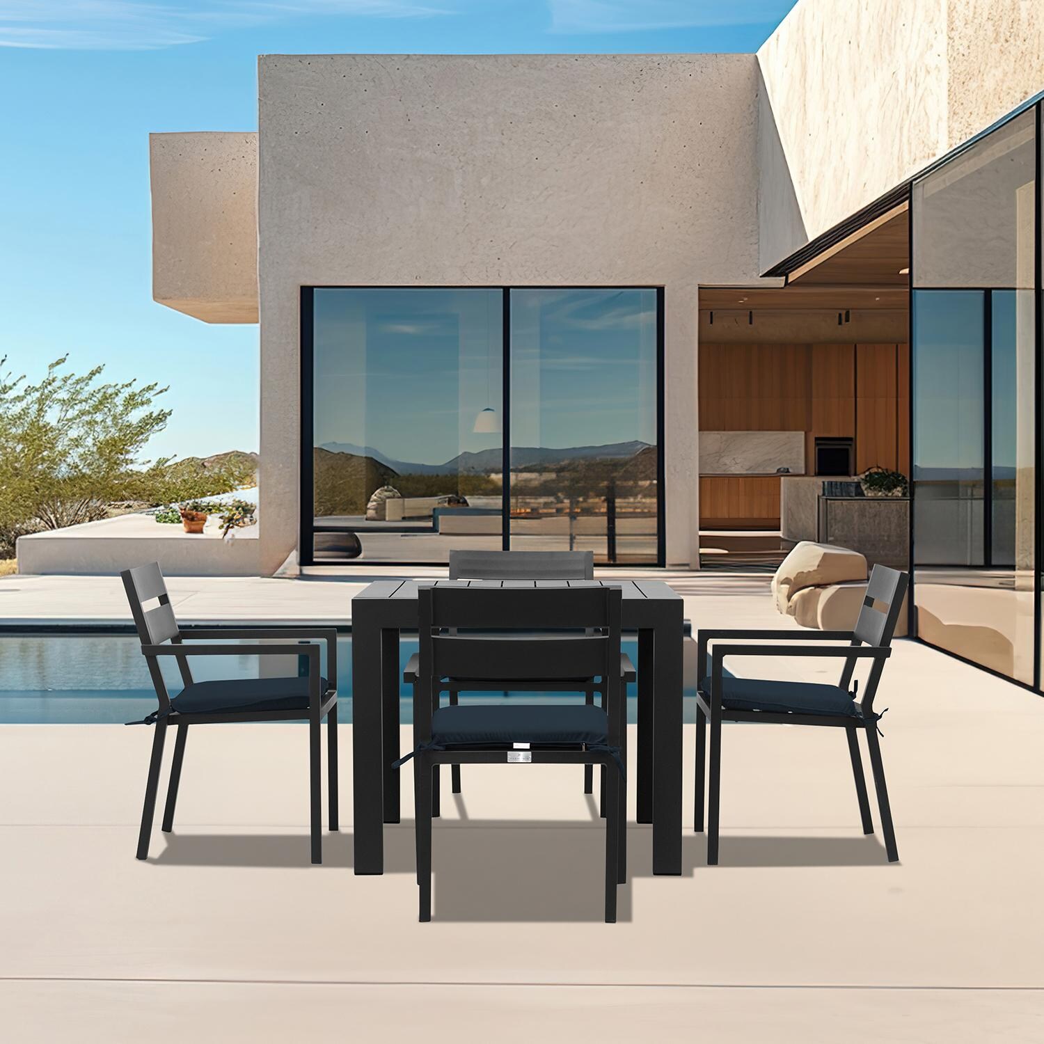 Calm Bay Classic 5 Pc Square Dining Set in Black/Spectrum Indigo by Lakeview - Lifestyle thumbnail