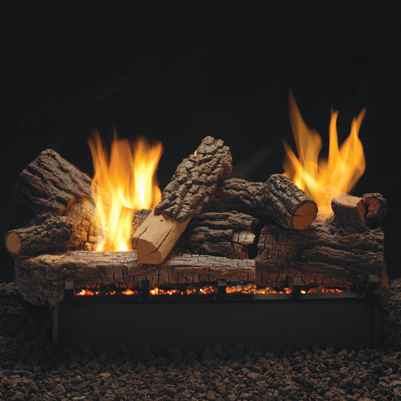 White Mountain Hearth By Empire Rock Creek See-Thru Gas Log Set With Vent-Free Slope Glaze Burner - Rear View thumbnail