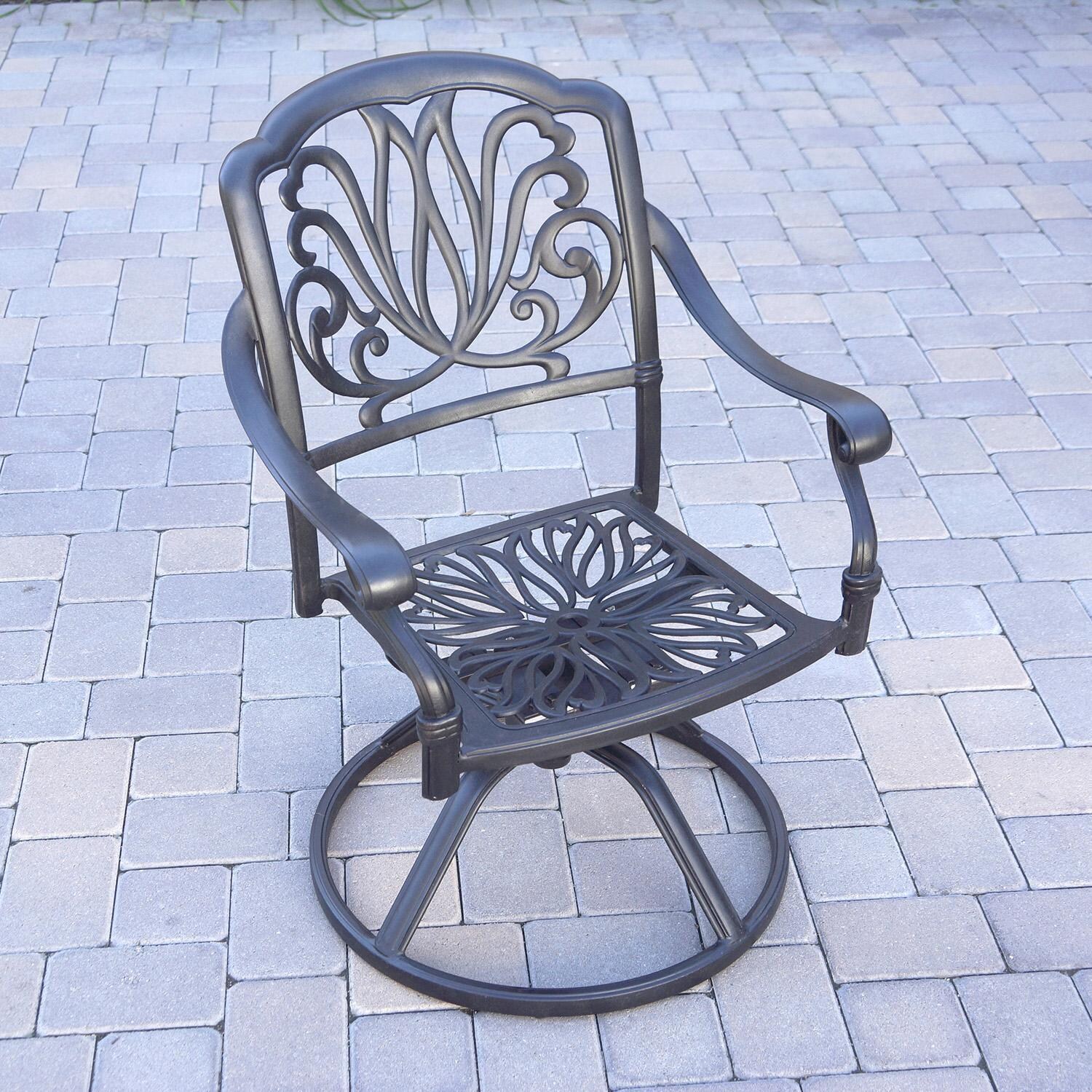 Darlee Elisabeth 3 Pc Cast Aluminum Bistro Set w/ 24 Inch Series 60 Ice Bucket End Table & in Antique Bronze/Beige Canvas - Chair w/ no Cushion - Lifestyle thumbnail