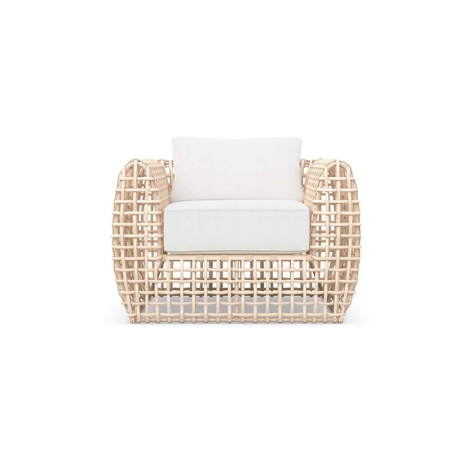 Azzurro Living KIA-W05S1-CU Kiawah Wicker Club Chair in Almond/Cloud - Front - White Background thumbnail