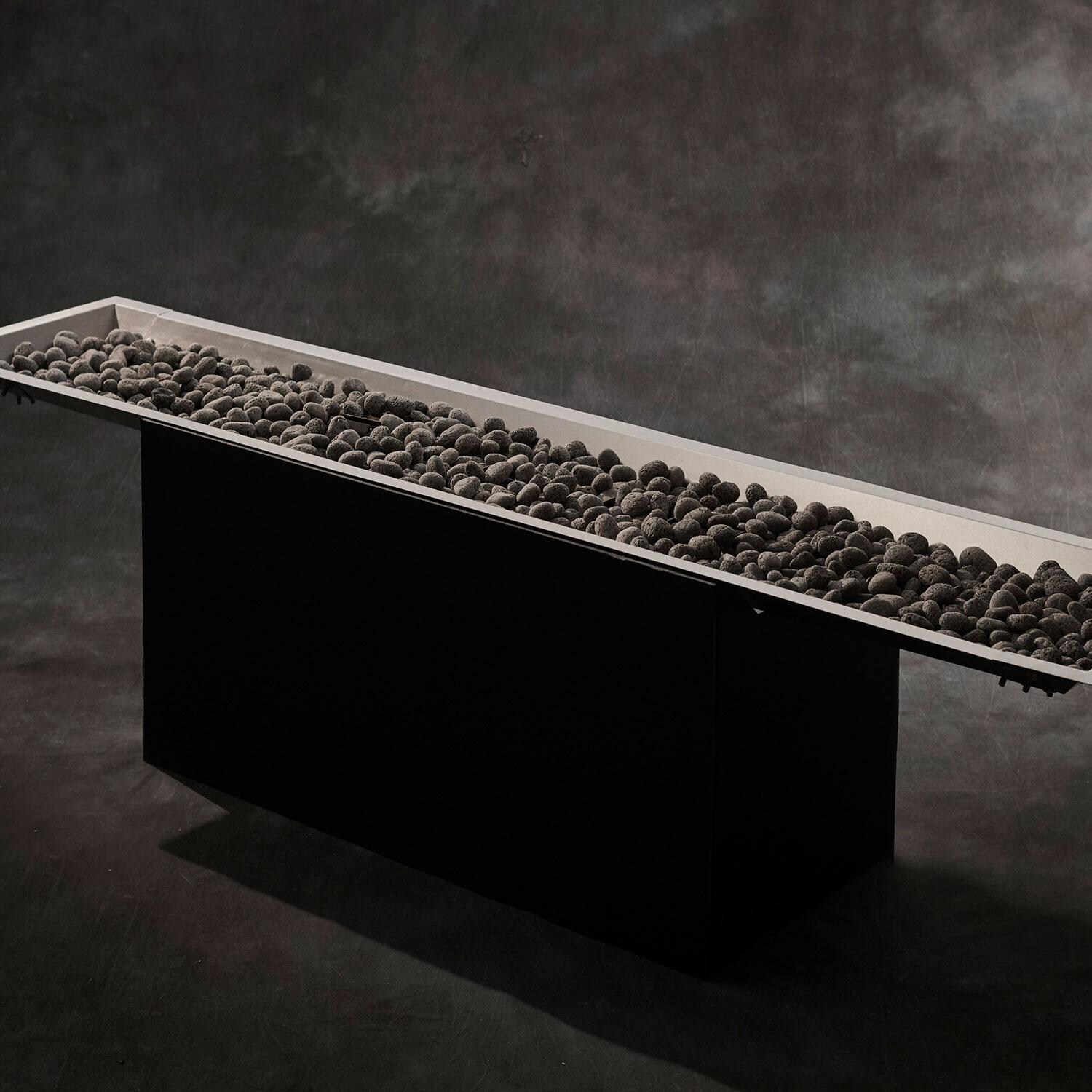 The Outdoor GreatRoom Company CFP1264-B Crystal Fire Plus Linear 64-in Propane Gas Fire Pit Burner Kit - Lava Rock Inserted - Detail thumbnail