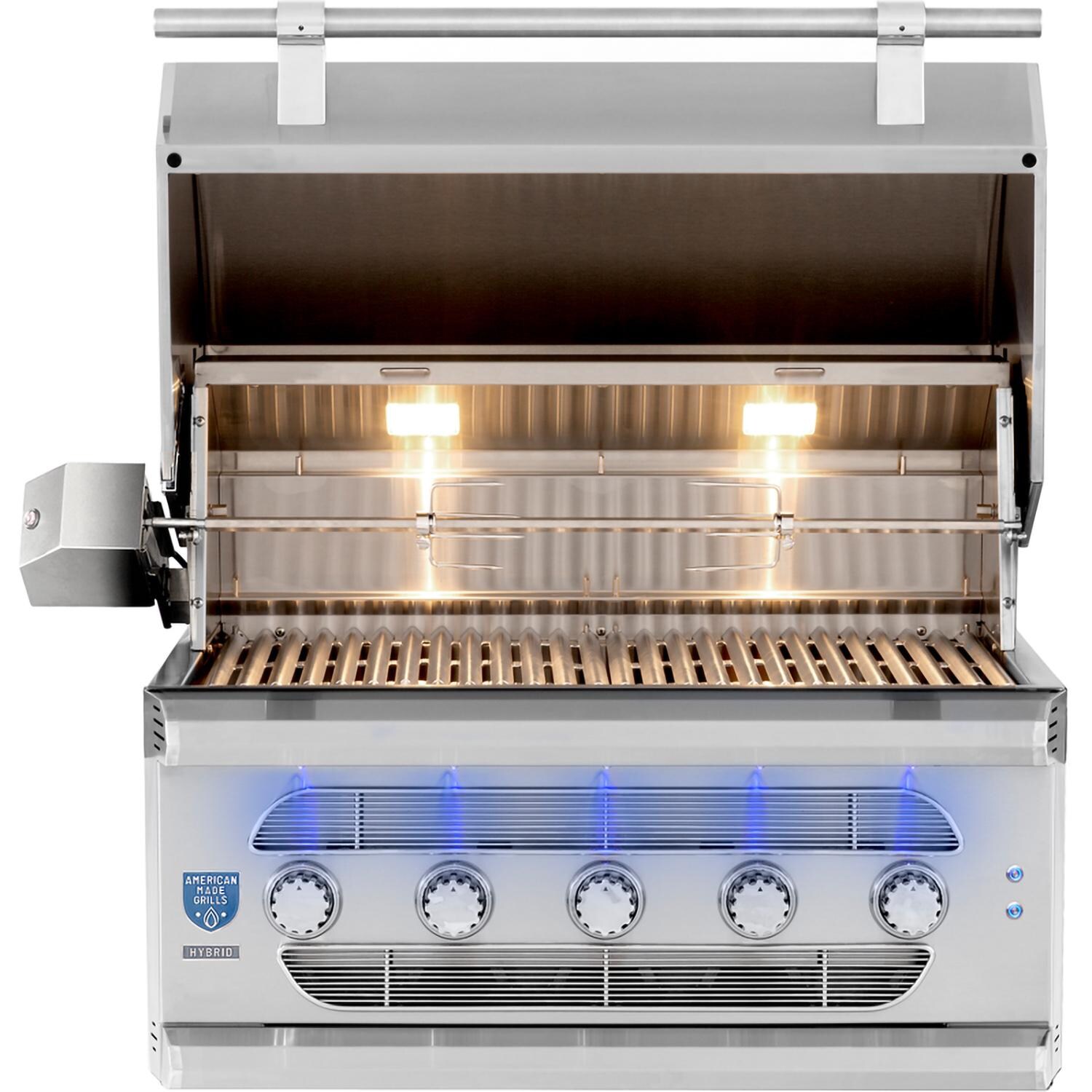 American Made Grills Muscle 36-Inch Hybrid Grill MUS36-NG - Natural Gas - Lid Open - White Background thumbnail