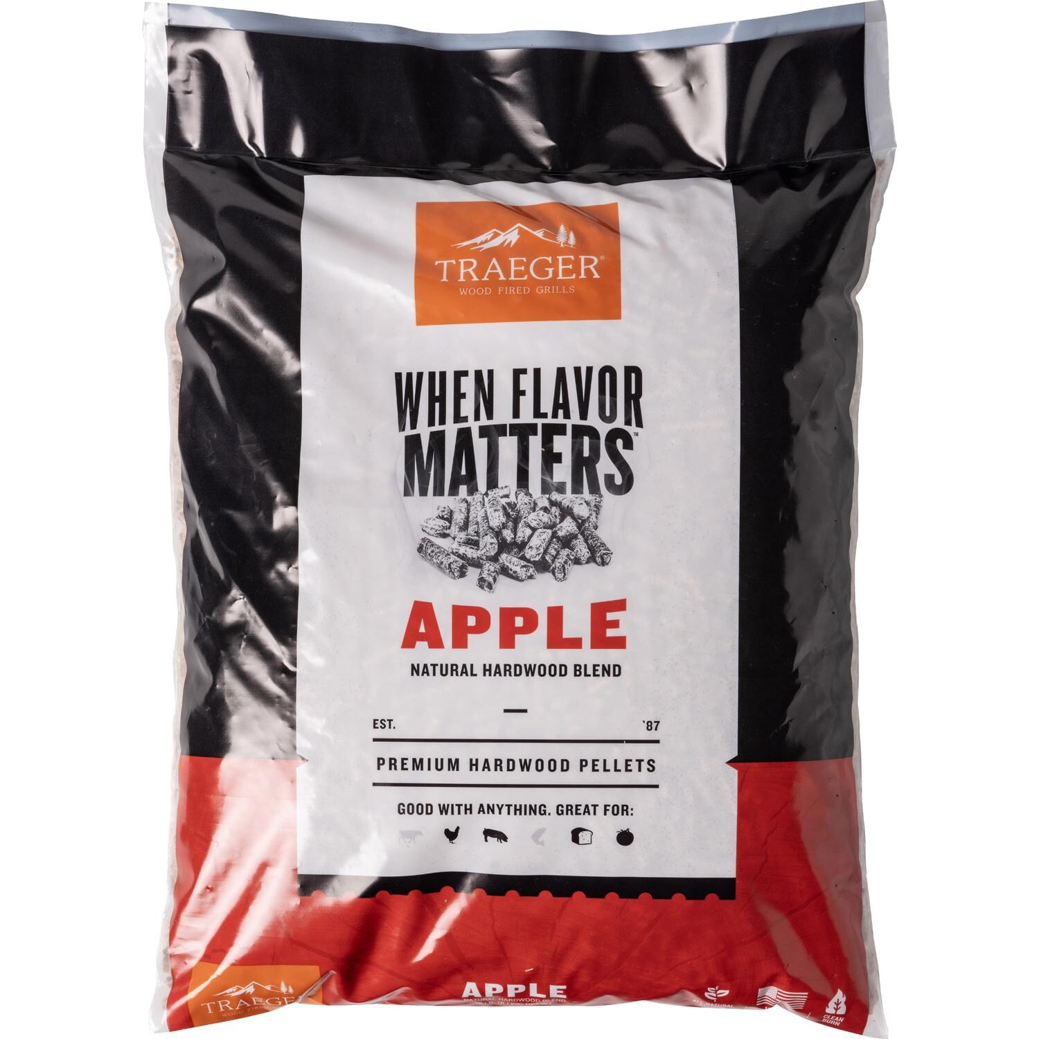 Traeger 20 Lb. Natural Hardwood Pellets - Apple - Front - White Background thumbnail