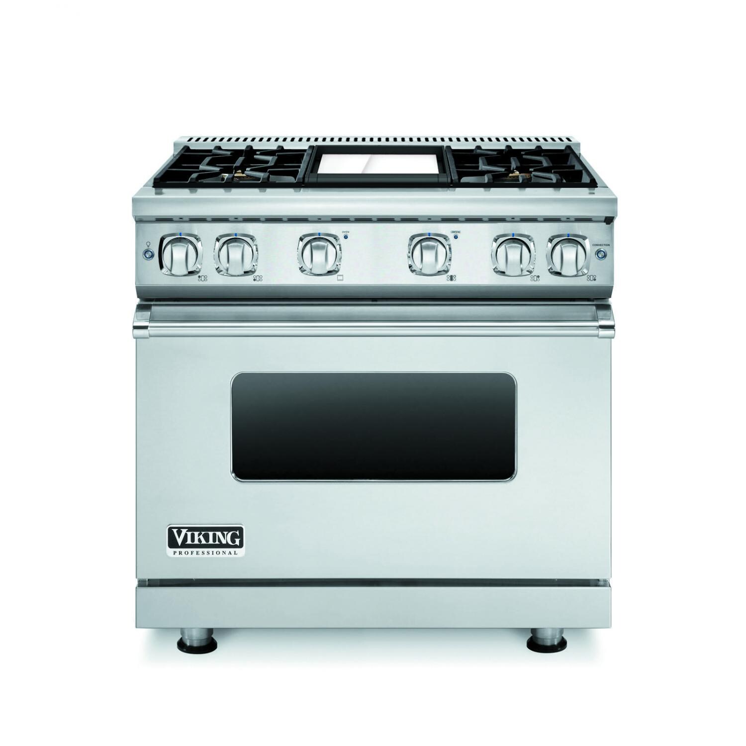 Viking Professional 7 Series 36-Inch 4-Burner Natural Gas Range With Griddle - Stainless Steel - VGR73614GSS