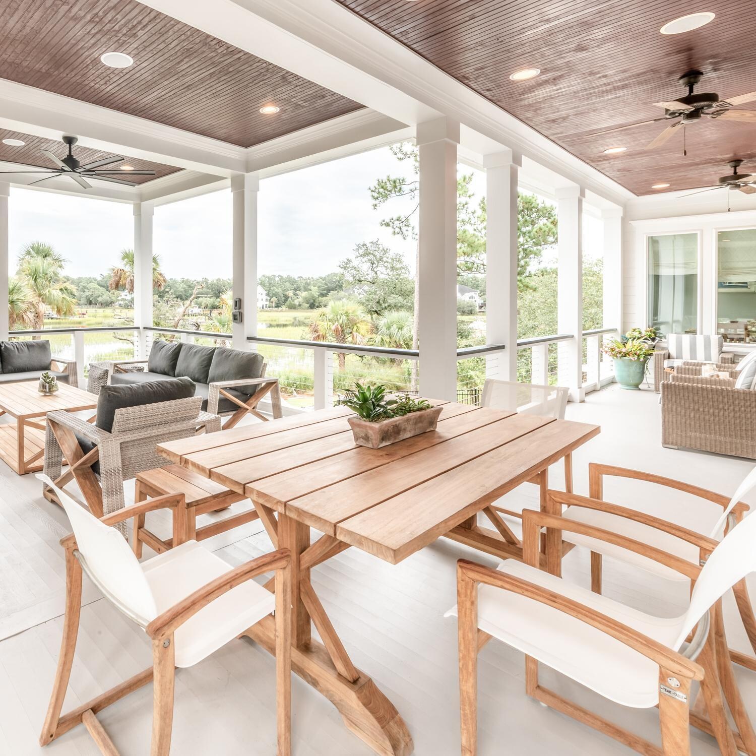 Teak + Table Capri Sling Dining Chair in White - Lifestyle thumbnail