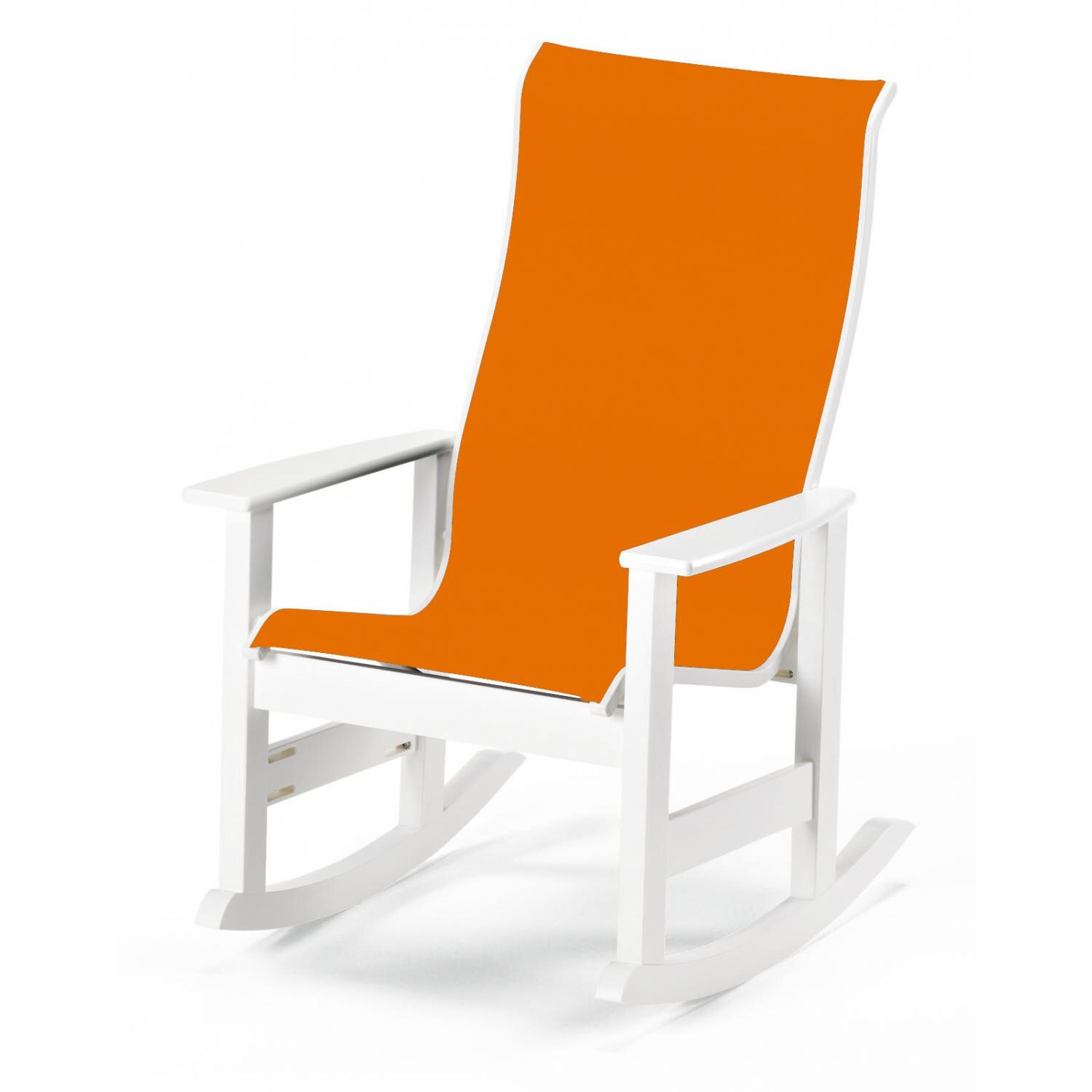 Leeward Supreme MGP Patio Rocking Chair With Sling Seating By Telescope Casual - Textured Snow/Tangerine image