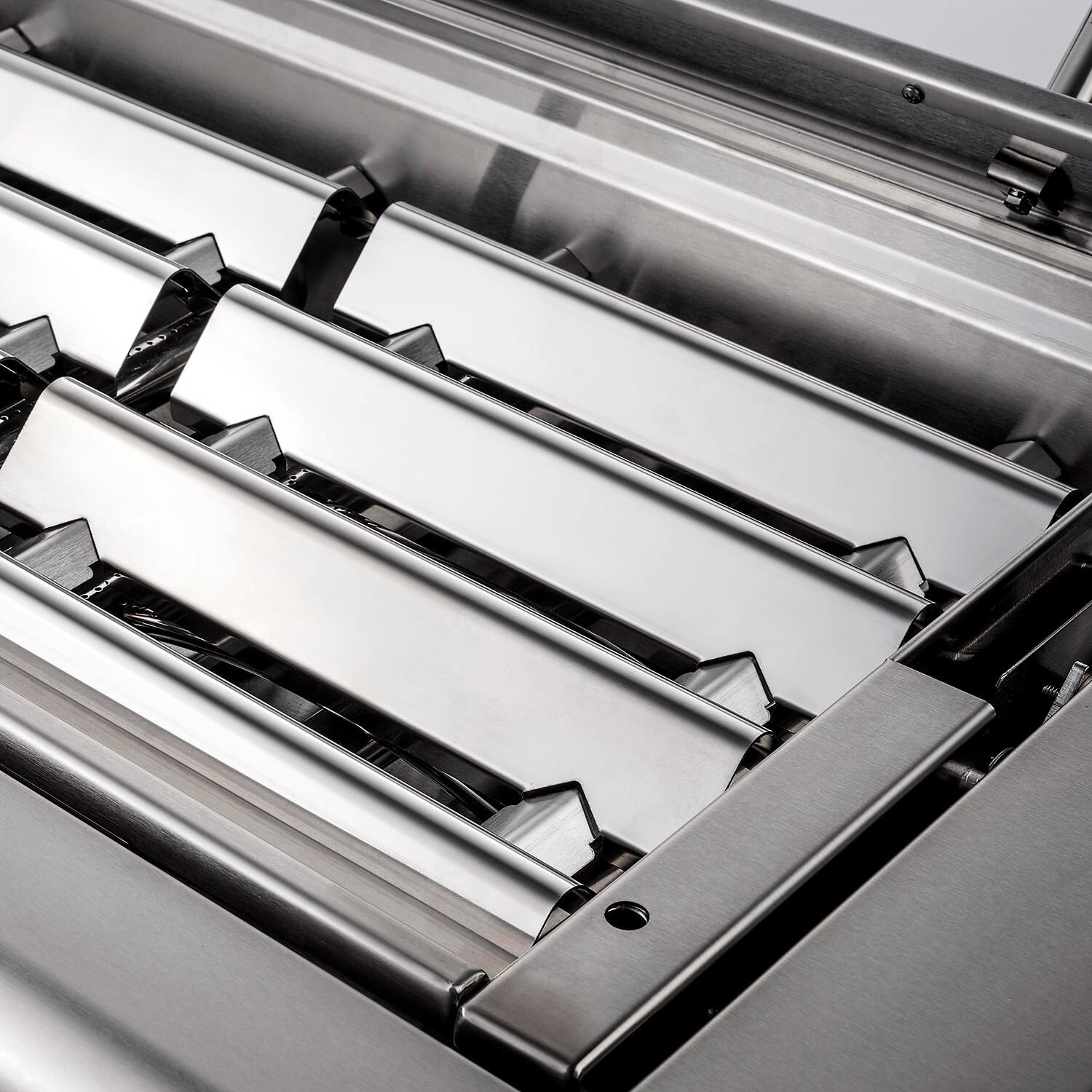 Caliber CRG-48BN00-A-103-H02 48-in Natural Gas Built-In Rockwell Grill - Saffron w/ Chrome Hardware - Flame Tamer - Detail thumbnail