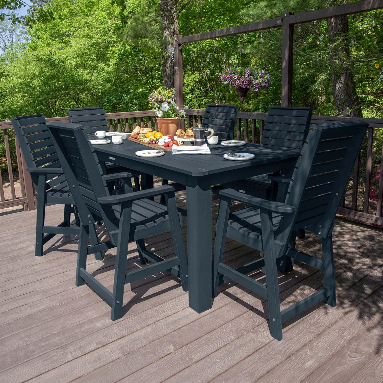 Lakeview Outdoor Designs Elm Pointe 7 Pc Recycled Plastic Counter Height Dining Set in Federal Blue by - LV-ST7WL2CO5BA-FBE