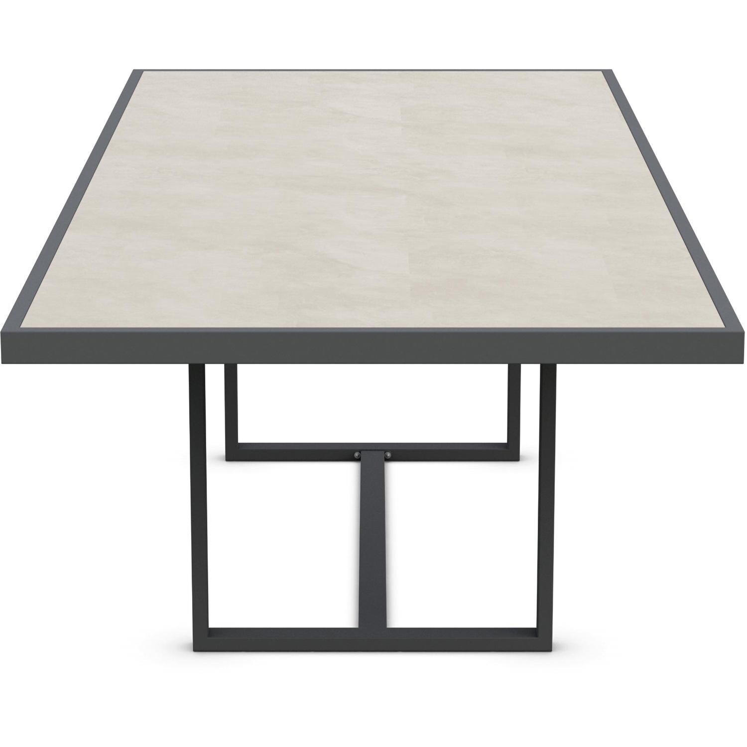 Azzurro Living Pavia 96 Inch Charcoal Aluminum Dining Table W/ Albarium Dekton Top - Side - White Background thumbnail