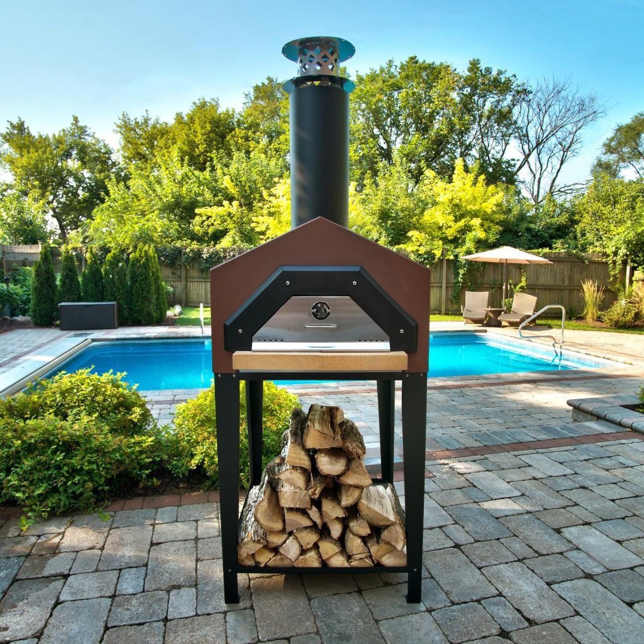 Chicago Brick Oven Americano Wood Fired Pizza Oven On Stand - Lifestyle View thumbnail