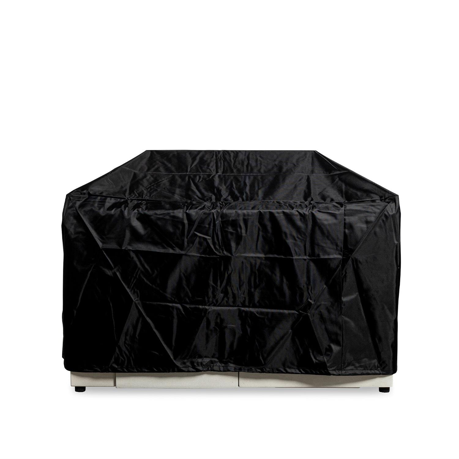 Glenwood 42-in Square Concrete Propane Fire Pit w/ Hidden Propane Tank in White by Lakeview Outdoor Designs - Cover On - White Background thumbnail