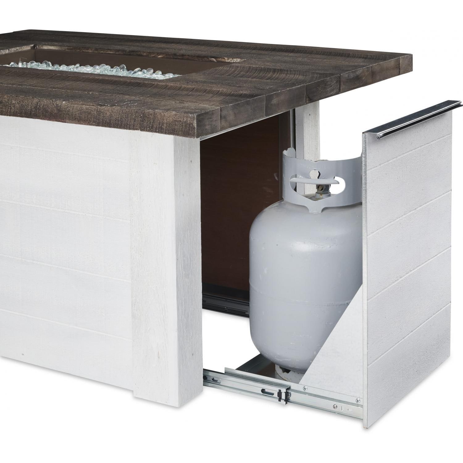 Alcott 48 Inch Rectangular Stucco Propane Fire Pit Table in White by ...