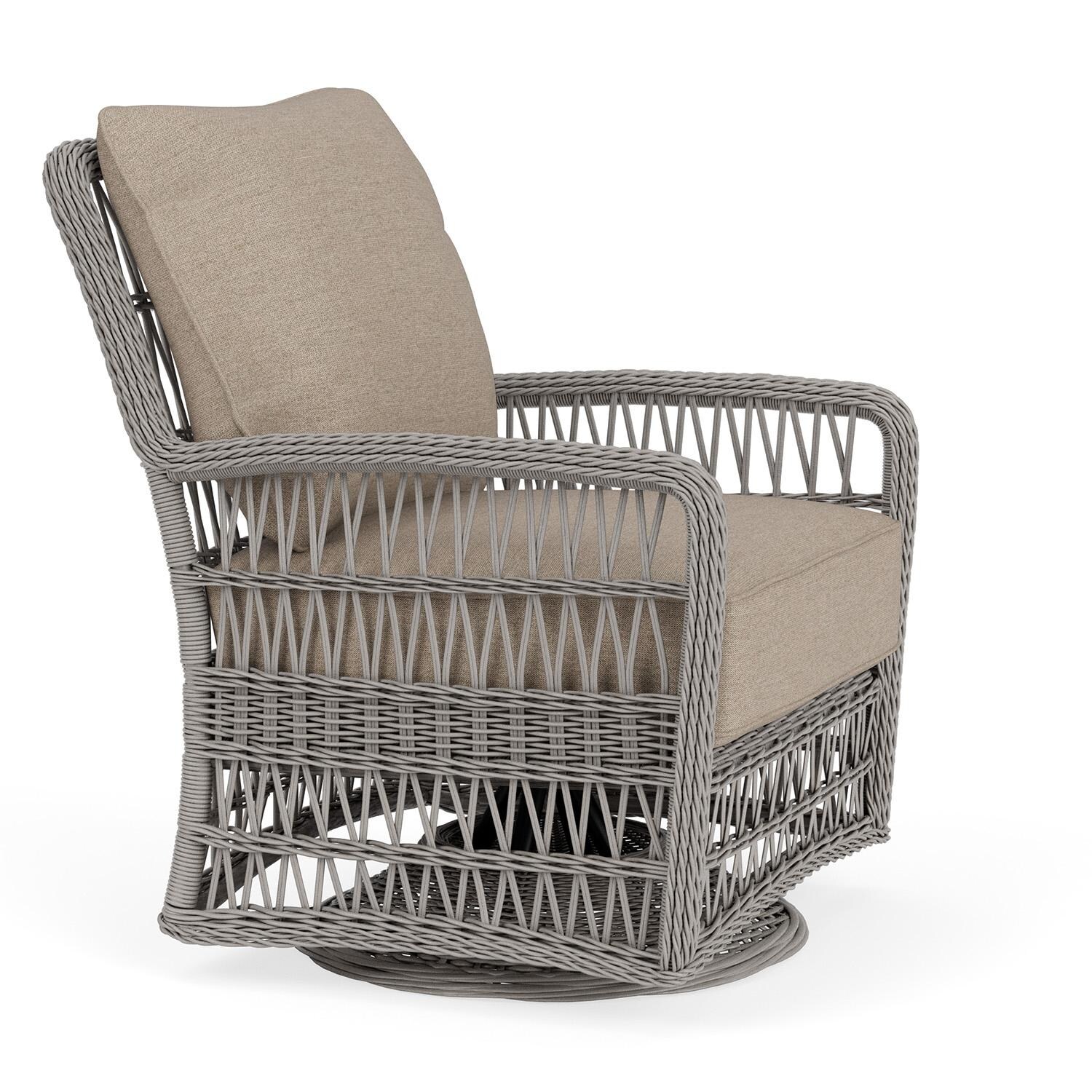 Lloyd Flanders Mackinac Swivel Glider Lounge Chair in Putty Finish with Demo Oatmeal fabric - Right Side thumbnail