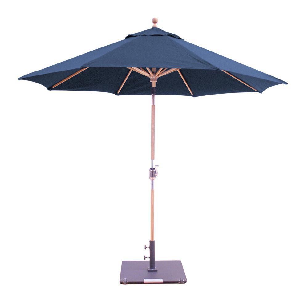 Galtech 9 Ft. Octagonal Wood Patio Umbrella W/ Crank Lift & Rotational Tilt - Teak Frame W/ Navy Sunbrella Fabric (Umbrella Base Not Included) thumbnail