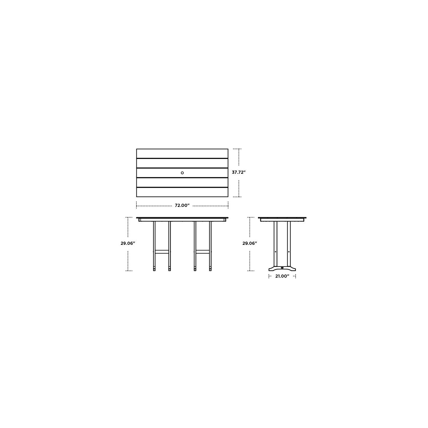 POLYWOOD PWS693-1-GY Vineyard 7-Piece Farmhouse Dining Set - Table Dimensions thumbnail