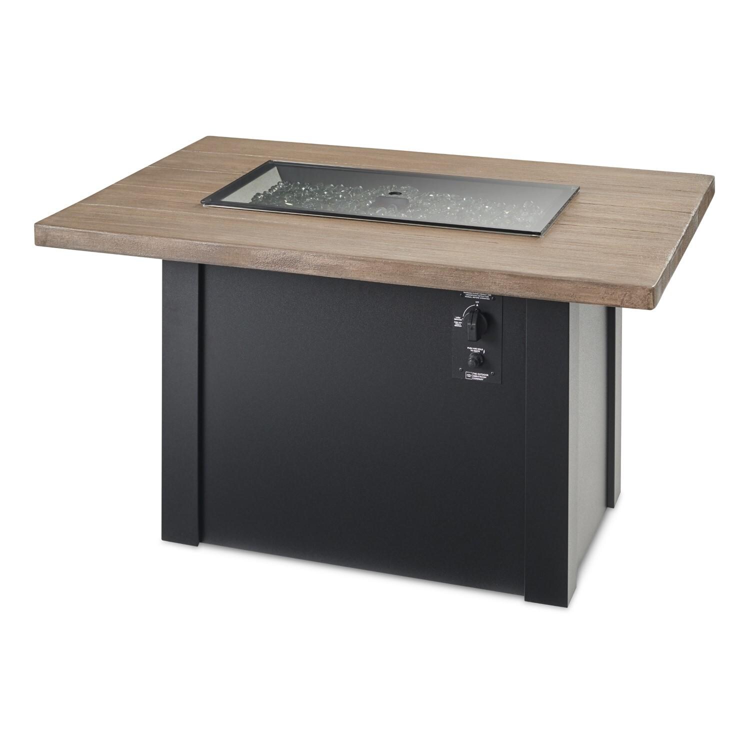 Havenwood 44 Inch Fire Pit Table W/ Driftwood Top & Black Base - Cover - White Background thumbnail