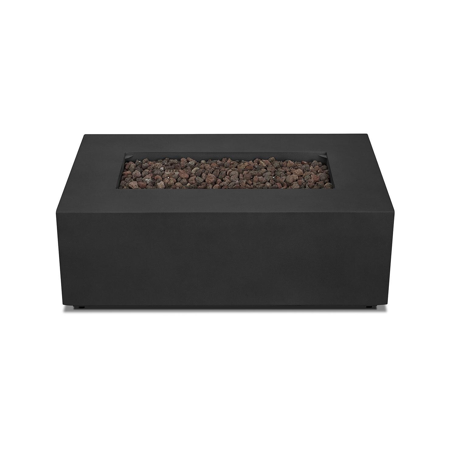 Elysian 42 Inch Rectangular Powder Coated Steel Natural Gas Fire Pit Table in Black by Lakeview Outdoor Designs - Top View - White Background thumbnail