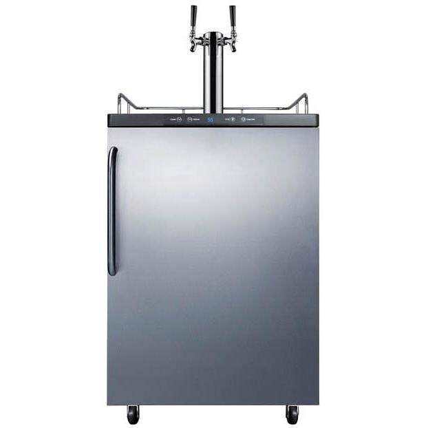 Summit 24-Inch 5.6 Cu. Ft. Freestanding Double Tap Beer Dispenser / Kegerator With Towel Bar Handle - Stainless Steel - SBC635MSSTBTWIN